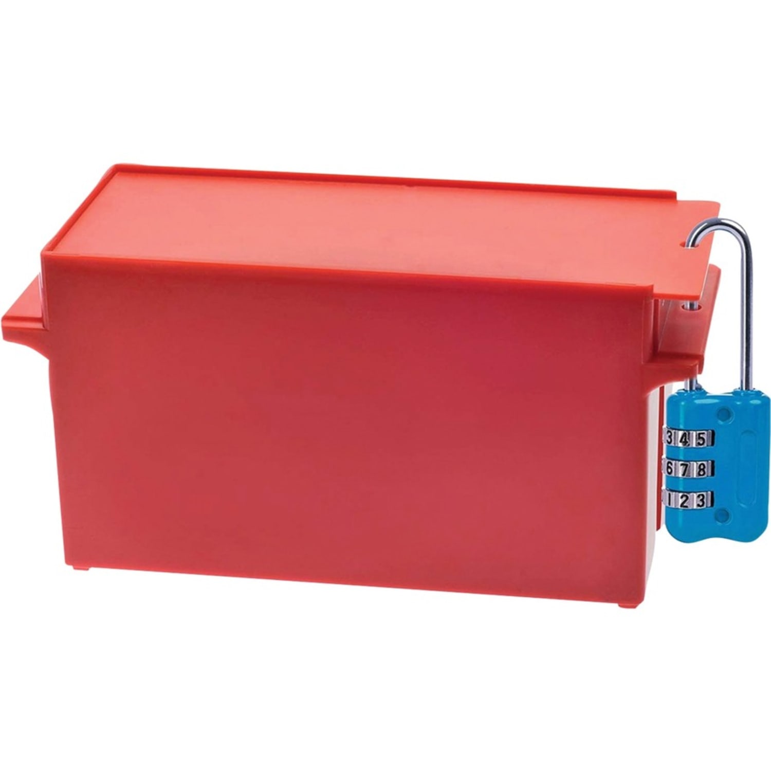 Nadex Coins AEX1-1016 Large Capacity Rolled Coin Storage Box (Pennies) - External Dimensions: 3.8in Length x 9.6in Width x 4.4in Height - 2500 x Coin - Padlock, Zipper Closure - Stackable - Red - For Coin, Transportation - Image 4
