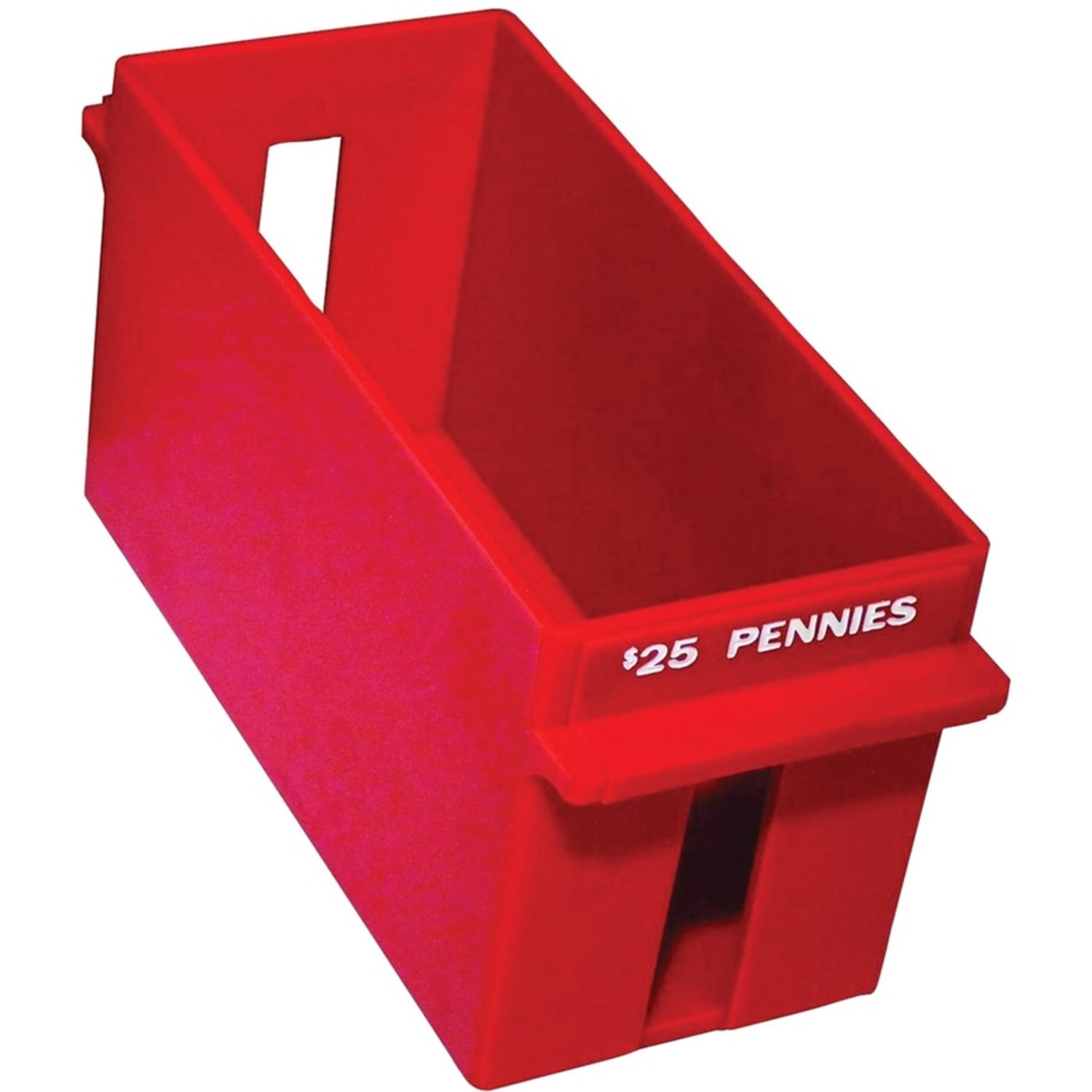 Nadex Coins AEX1-1016 Large Capacity Rolled Coin Storage Box (Pennies) - External Dimensions: 3.8in Length x 9.6in Width x 4.4in Height - 2500 x Coin - Padlock, Zipper Closure - Stackable - Red - For Coin, Transportation - Image 6