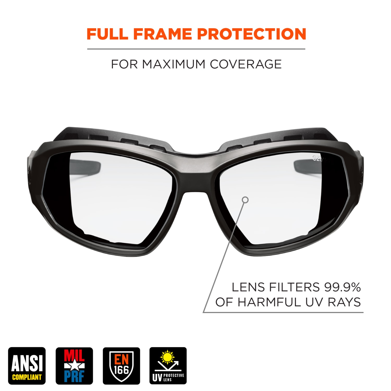 Ergodyne Skullerz LOKI-AFAS Safety Spoggles, Matte Black Frame/Clear Lens - Image 3