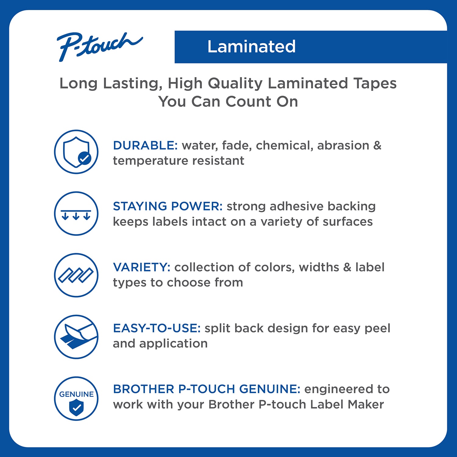 Brother P-Touch Label Maker Tape, Black/White, Pack Of 8 Rolls - Image 4
