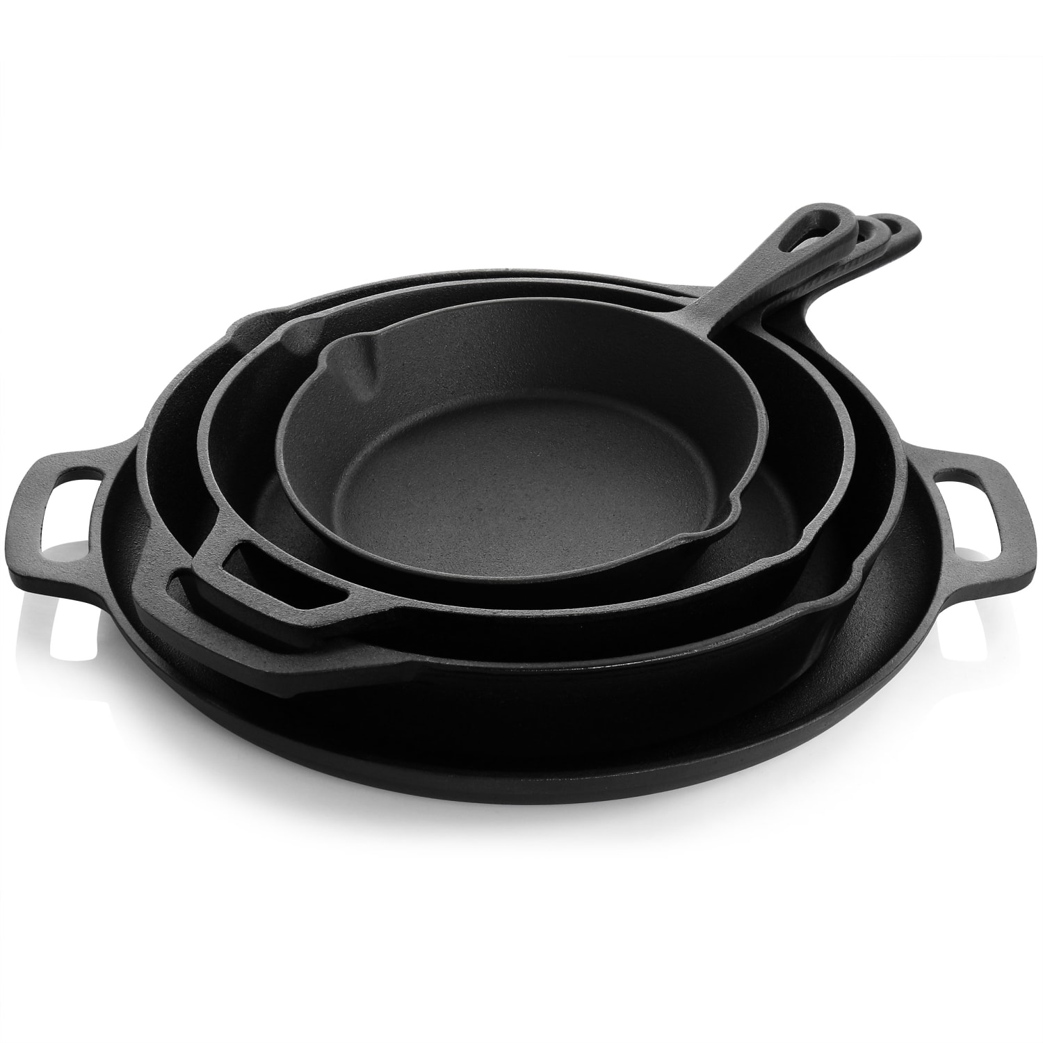 MegaChef 12-Piece Round Pre-Seasoned Cast Iron Cookware Set, Black - Image 3