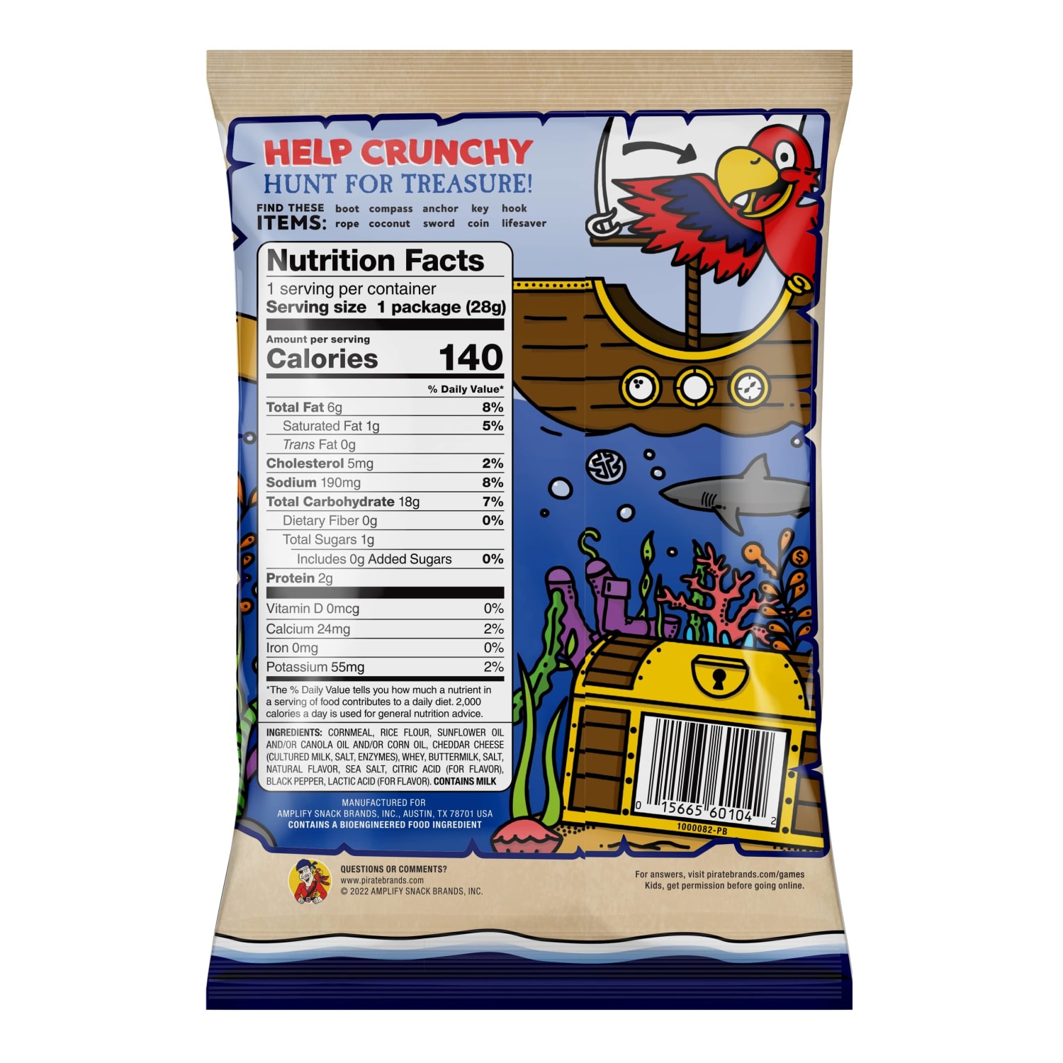 Pirates Booty White Cheddar Rice/Corn Puffs, 1 Oz, Carton Of 24 Bags - Image 3