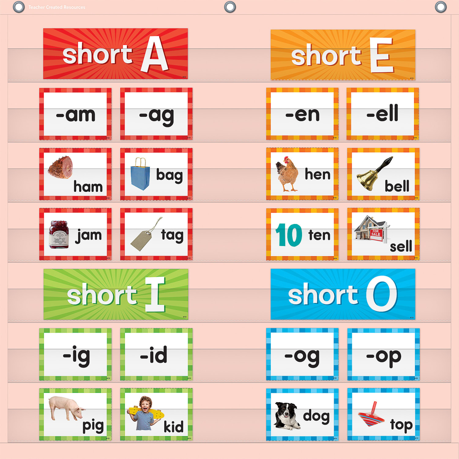 Teacher Created Resources 7 Pocket Chart, 28in x 28in, Blush - Image 3