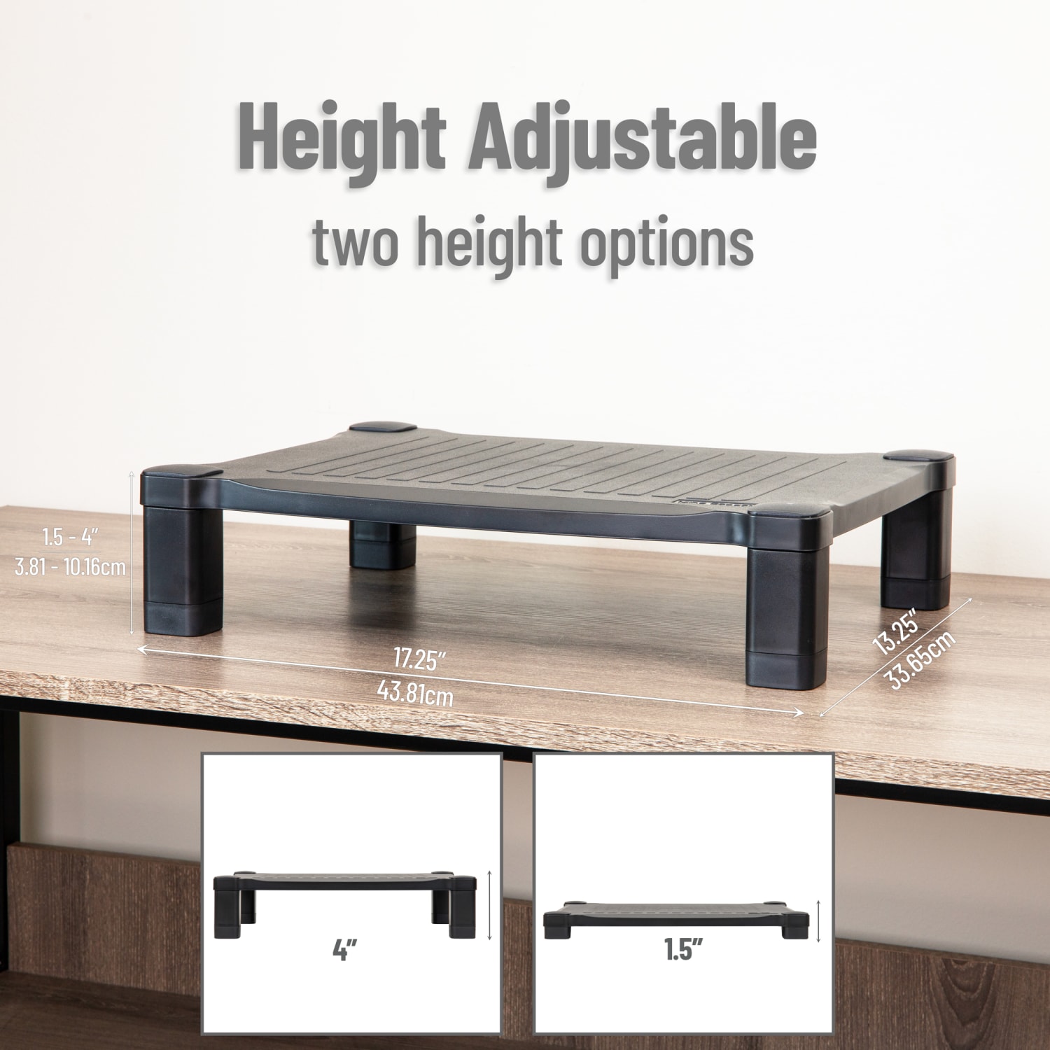 Mind Reader Adjustable Monitor Stand, 4inH x 13-1/4inW x 17-1/4inL , Black - Image 4