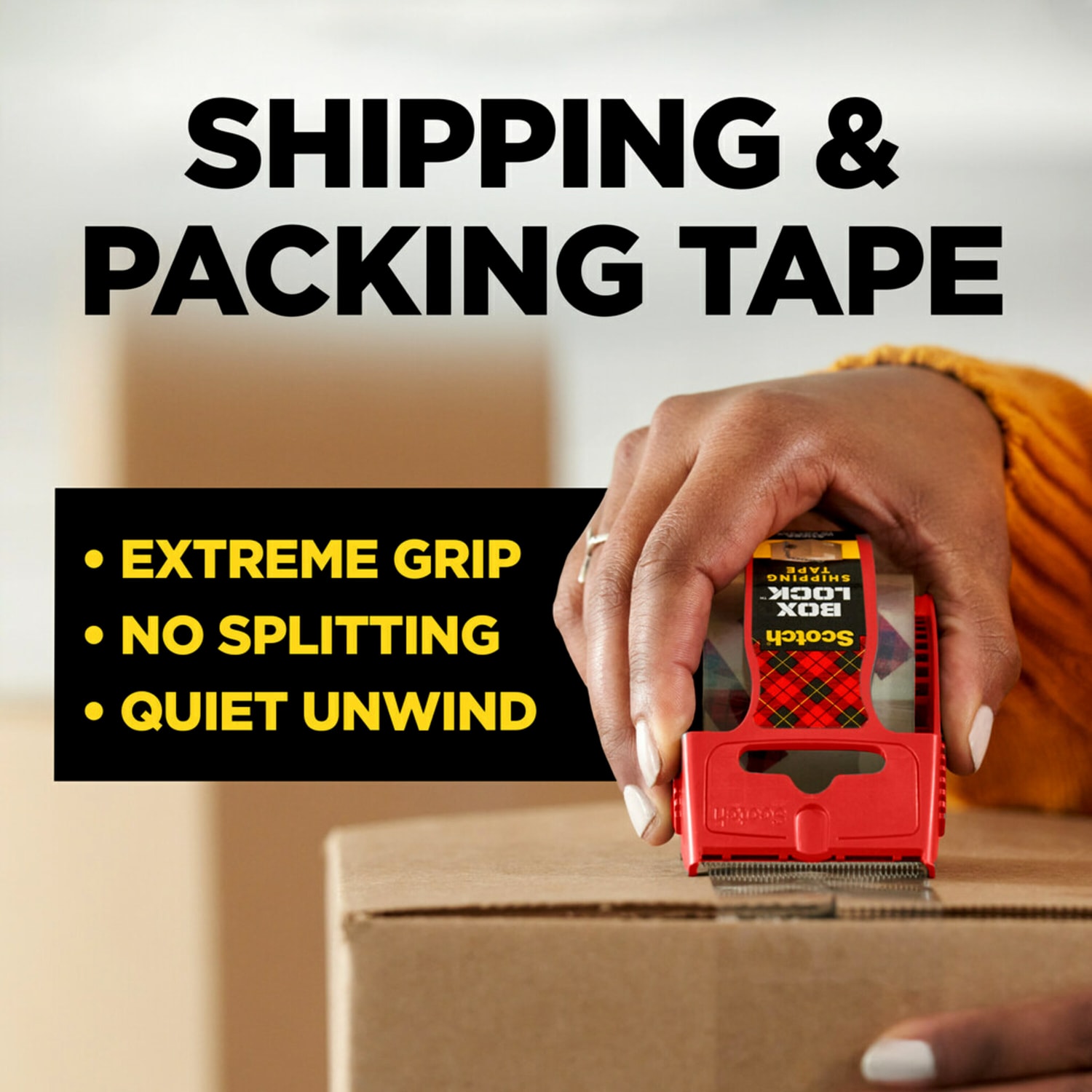 Scotch Box Lock 195 Packing Tape, 1-15/16in x 22-1/4 Yd, Clear - Image 3