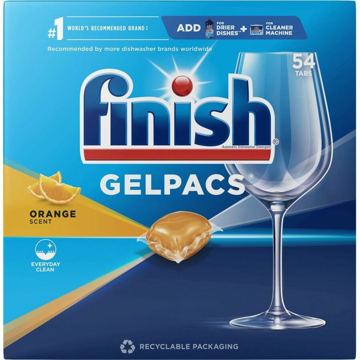 Finish All-n-1 Detergent Gelpacs, 1.3 Oz, Orange Scent, 54 Gelpacs Per Box, Carton Of 4 Boxes - Image 3