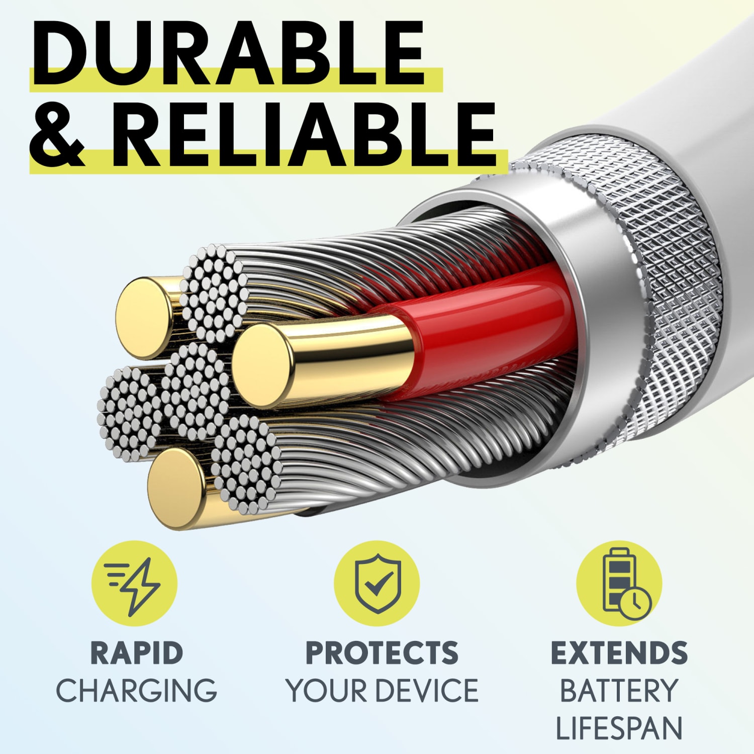 Overtime 4-Piece Wall And Car Charger Kit, 10ft, White - Image 3