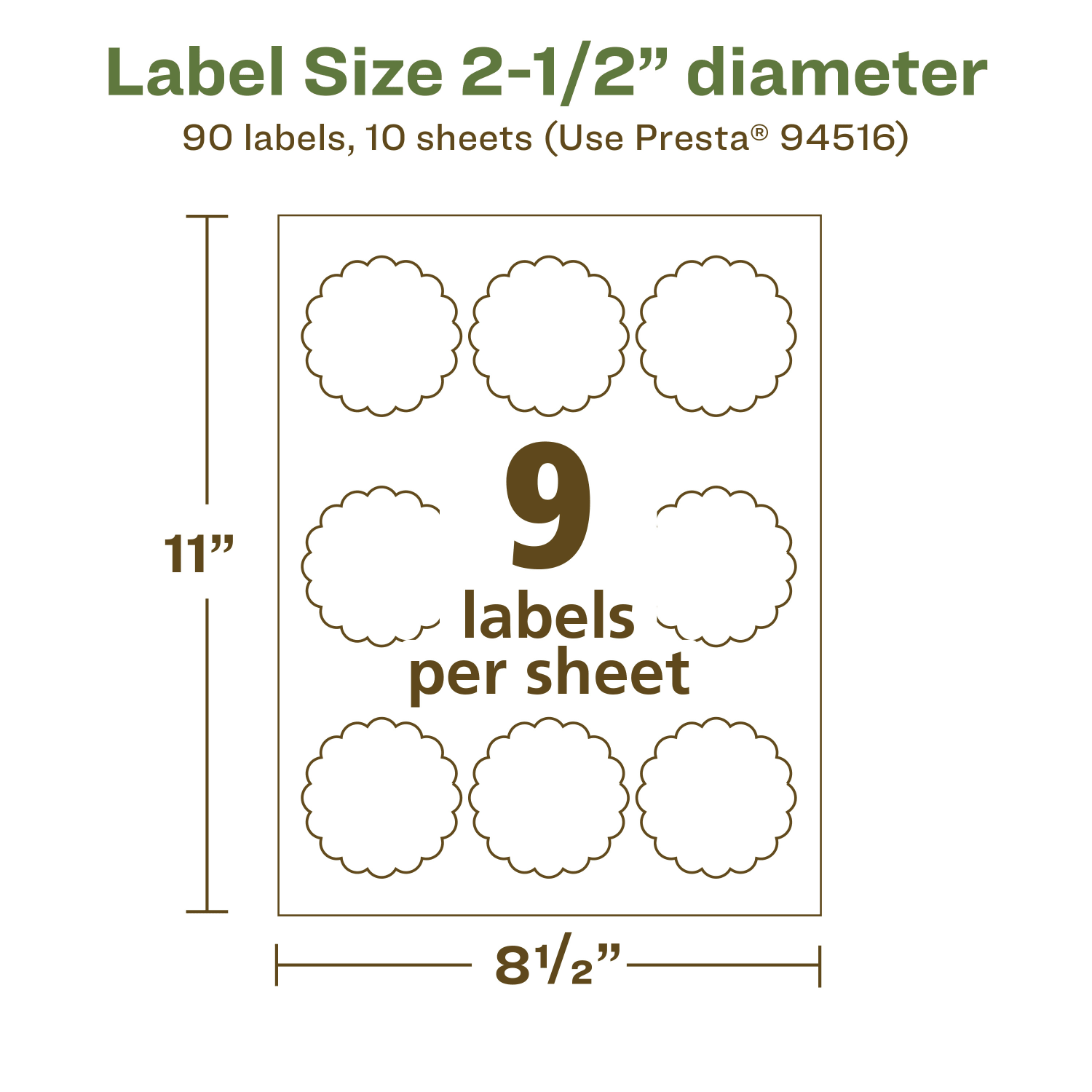 Avery Recycled Paper Labels, 94516-EWMP10, Round Scalloped, 2-1/2in, White, Pack Of 90 - Image 6