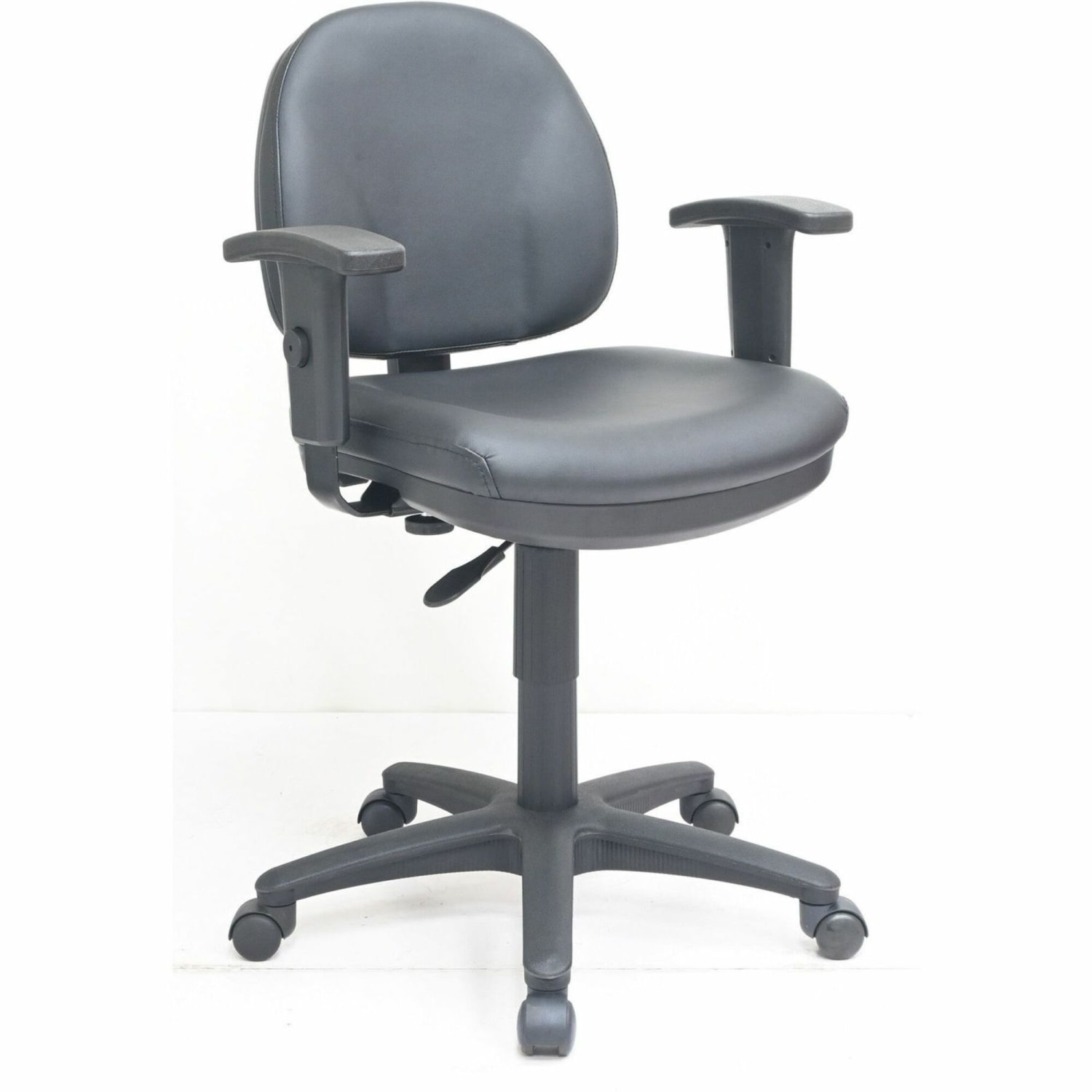 Lorell Millenia Series Pneumatic Adjustable Task Chair  Vinyl Seat Material  Vinyl Back Material  5 star Base  Black  Vinyl Plastic  1 Each PopularChairscom