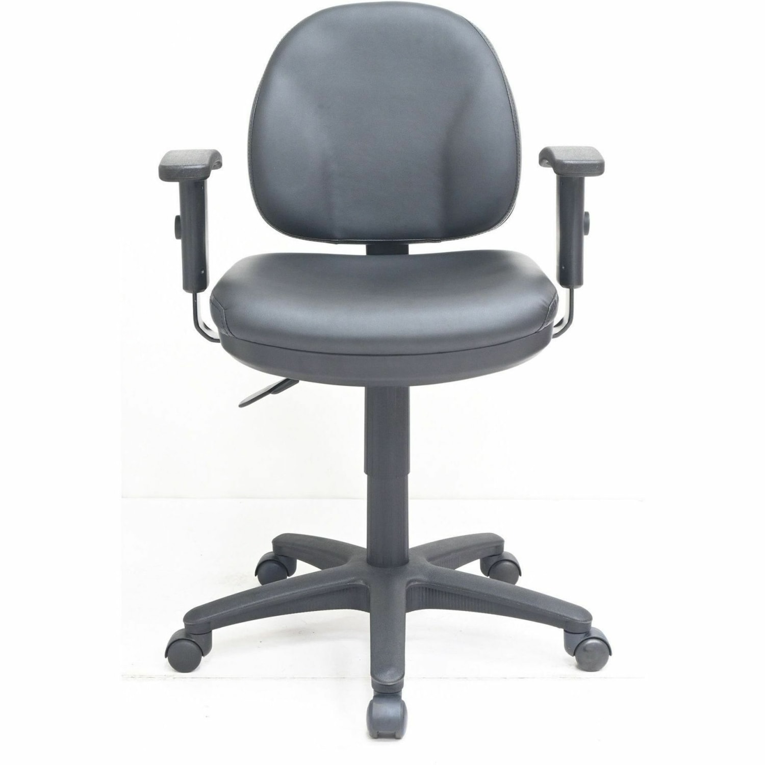Lorell Millenia Series Pneumatic Adjustable Task Chair - Vinyl Seat Material - Vinyl Back Material - 5-star Base - Black - Vinyl, Plastic - 1 Each - Image 3