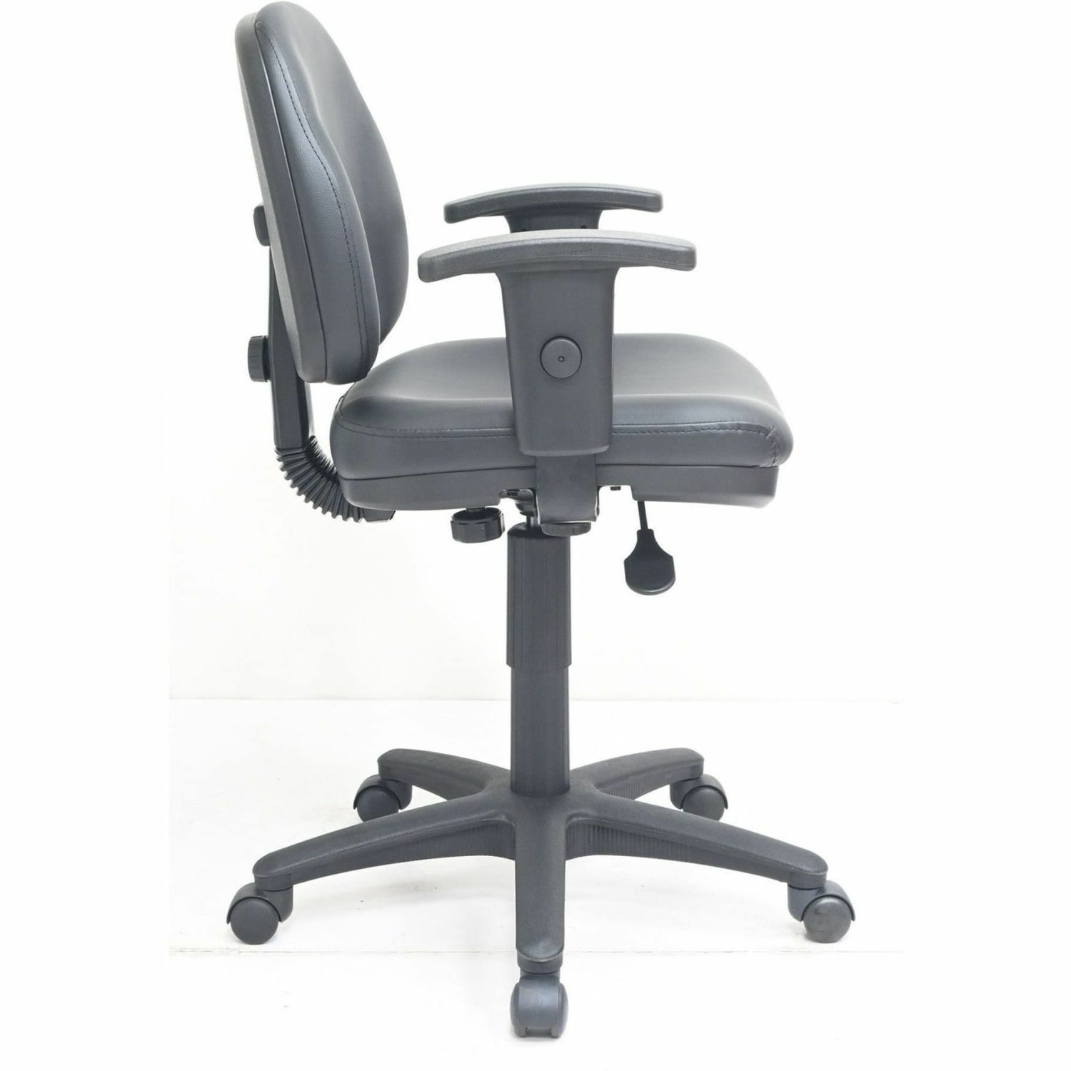 Lorell Millenia Series Pneumatic Adjustable Task Chair - Vinyl Seat Material - Vinyl Back Material - 5-star Base - Black - Vinyl, Plastic - 1 Each - Image 4