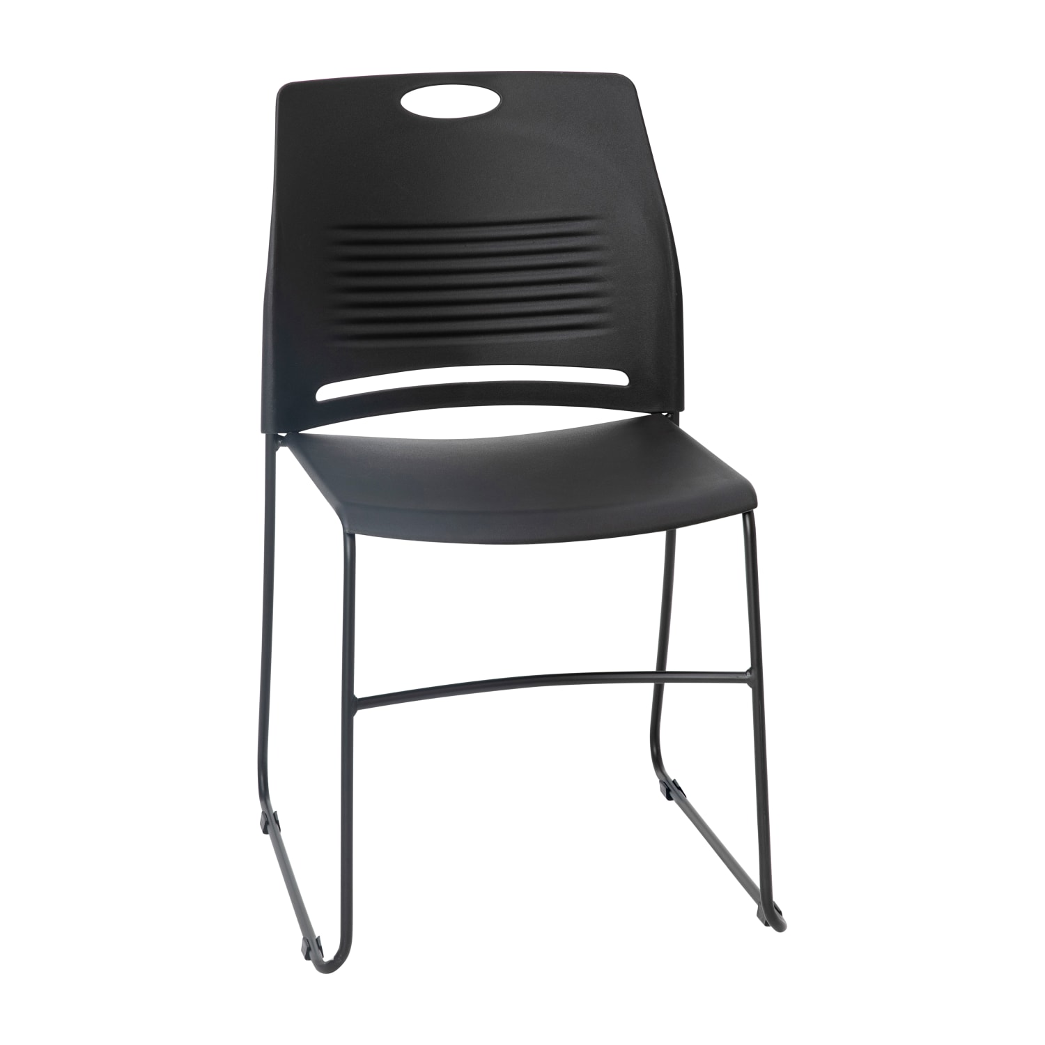 Flash Furniture HERCULES Commercial Grade 660 lb Capacity Plastic Stack Chair With Carrying Handle Black PopularChairscom