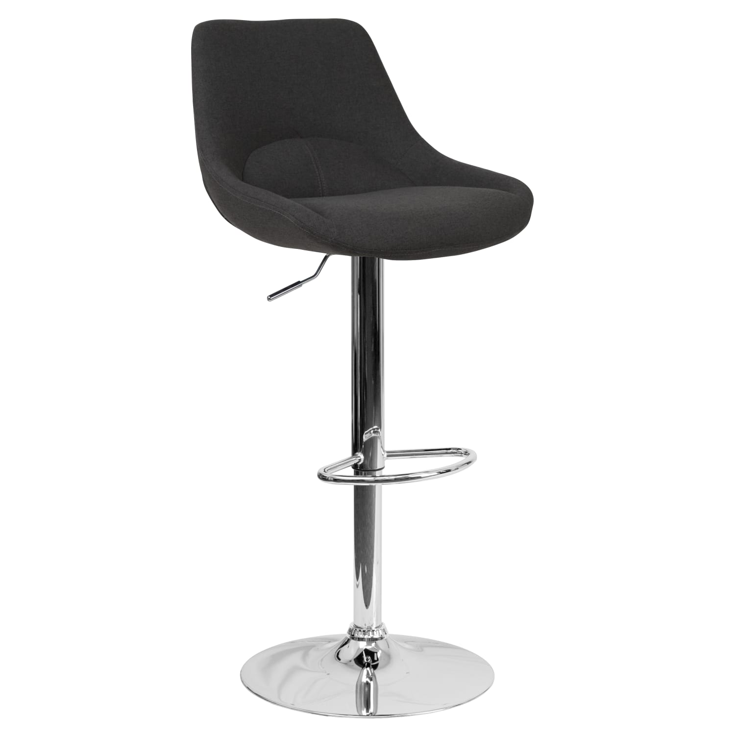 Flash Furniture Contemporary Adjustable Height Swivel Bar Stool With Support Pillow, Black Fabric/Chrome - Image 3