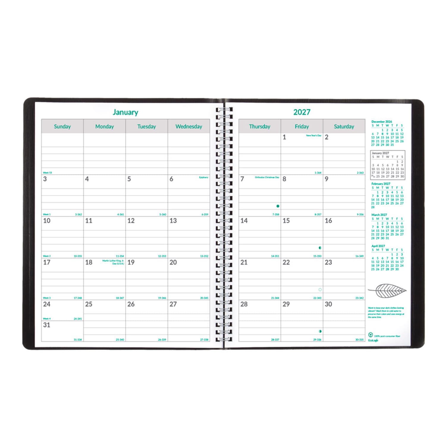 2026-2028 Brownline 14-Month EcoLogix Monthly Planner, 11in x 8-1/2in, 100% Recycled, Black, December 2026 To January 2028, CB435W.BLK, Total Qty 1 - Image 4