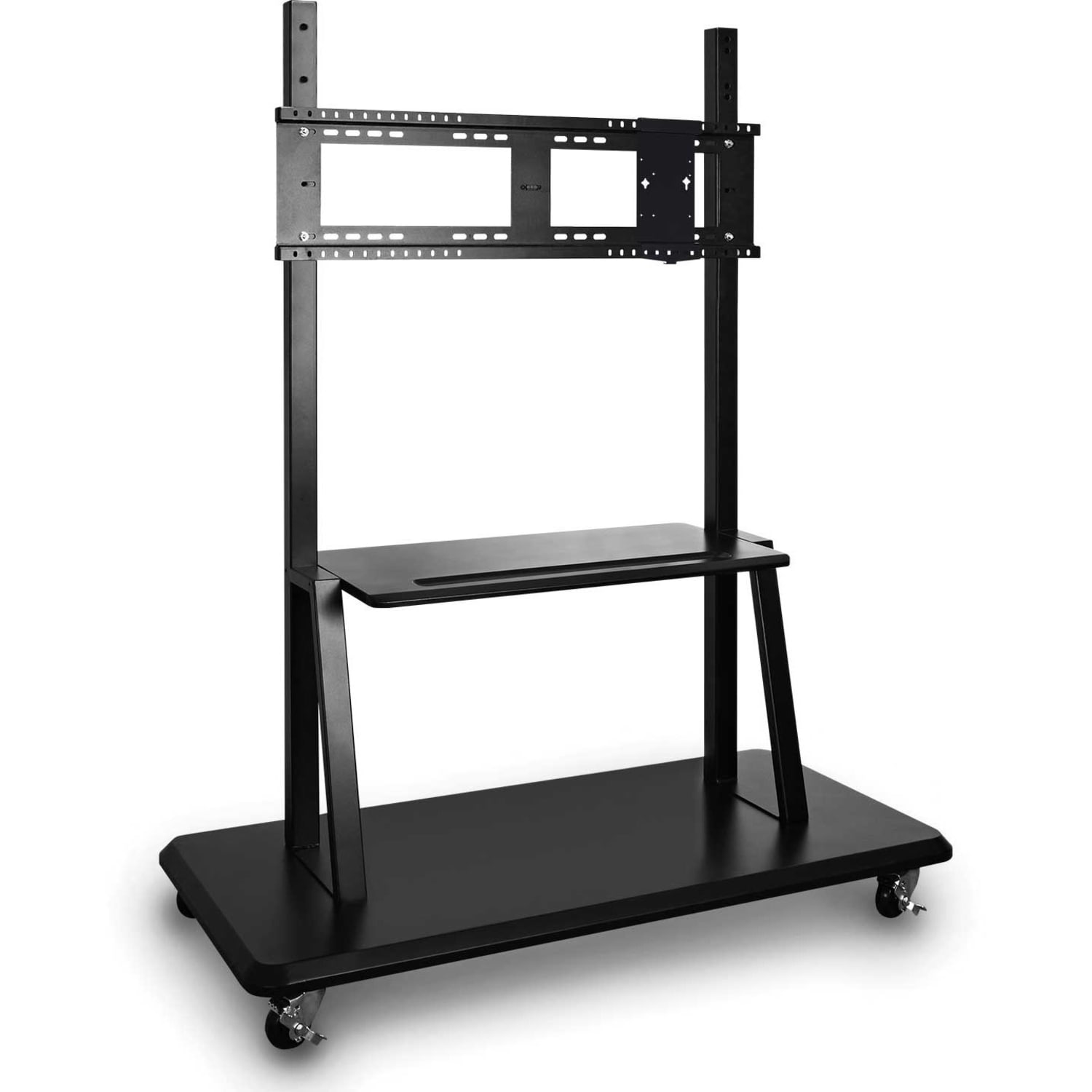 ViewSonic VB-STND-001 Mobile TV Cart for 55 to 86 inch screens up to 265 lbs, VESA Pattern Compatible for 400x200 to 900x600mm, Storage Tray, and Lockable Wheels - VB-STND-001 Display Stand - Image 3