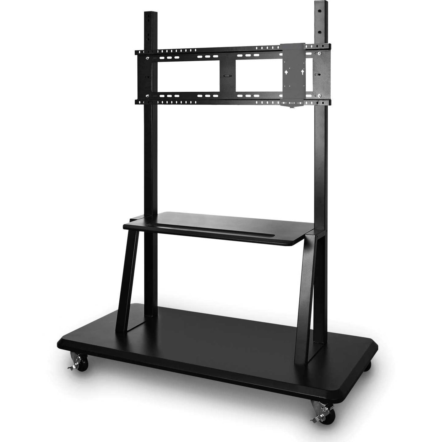 ViewSonic VB-STND-001 Mobile TV Cart for 55 to 86 inch screens up to 265 lbs, VESA Pattern Compatible for 400x200 to 900x600mm, Storage Tray, and Lockable Wheels - VB-STND-001 Display Stand - Image 4
