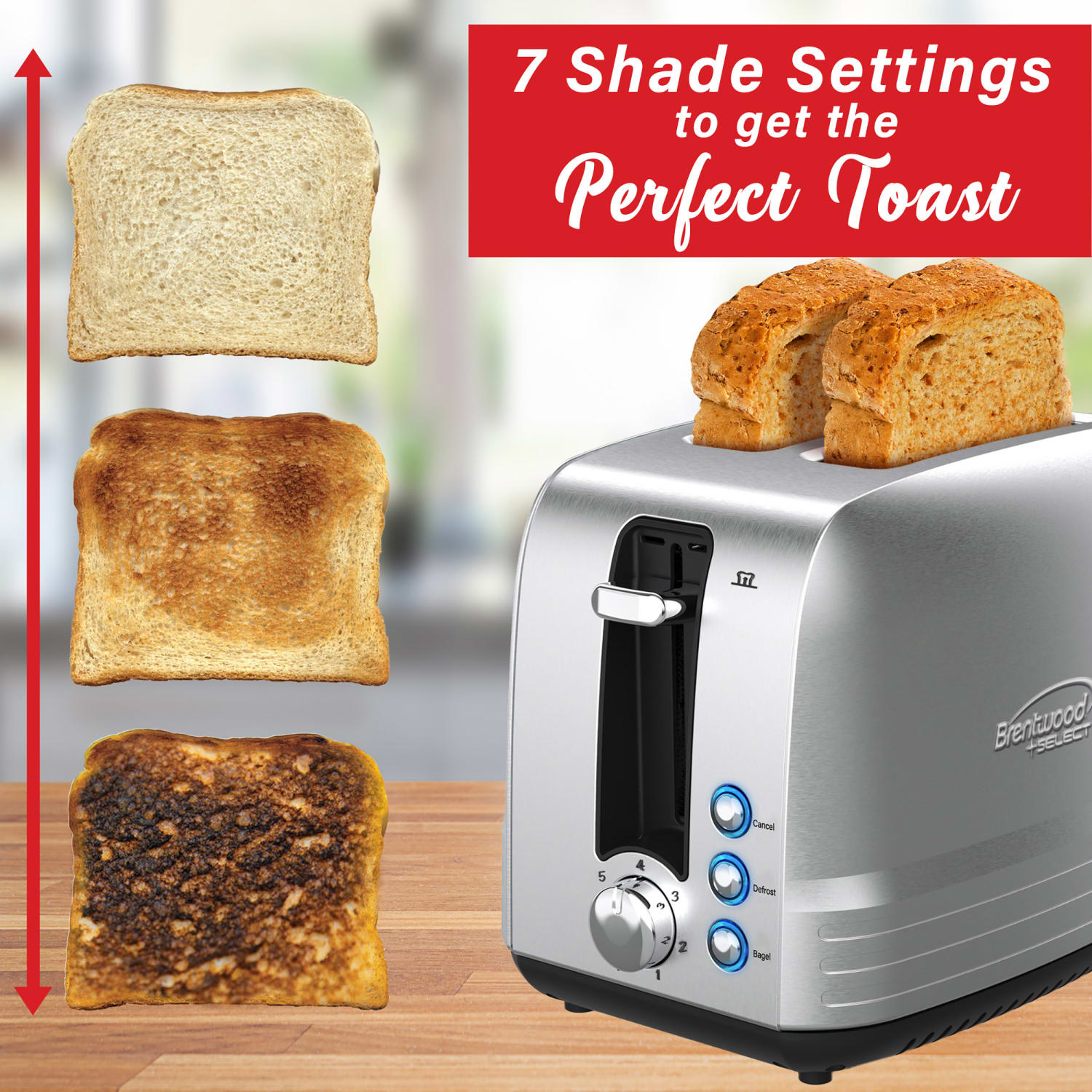 Brentwood Select Extra-Wide 2-Slot Stainless-Steel Toaster, Silver - Image 5
