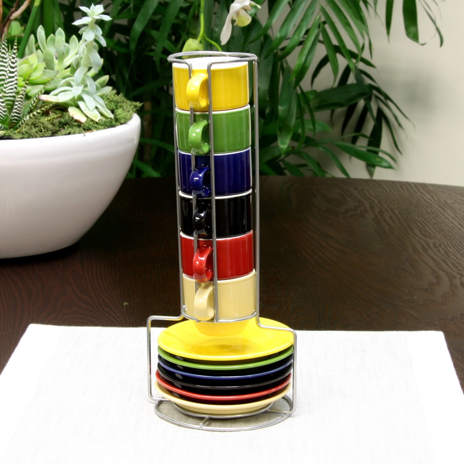 Gibson Sensations 13-Piece Stackable Espresso Cup Set, Assorted Colors - Image 6