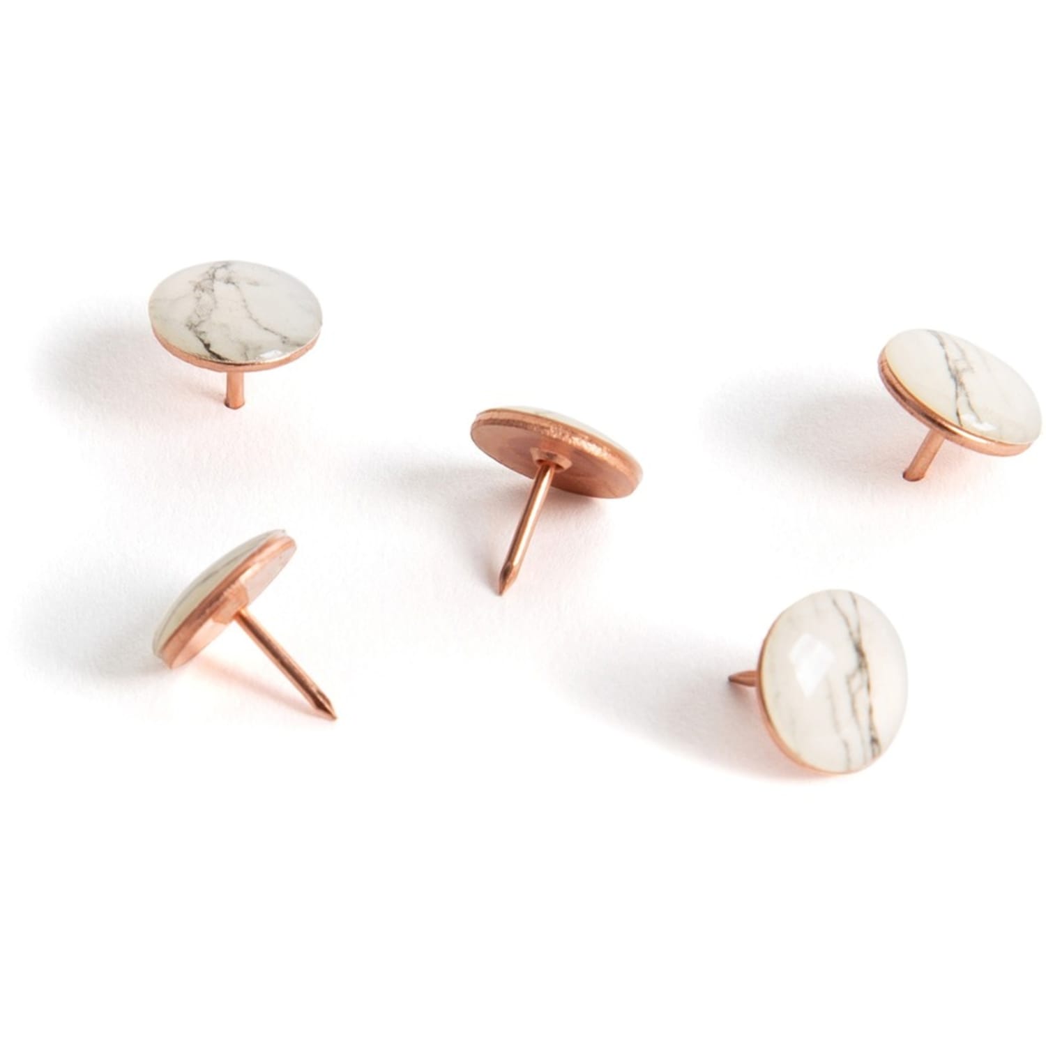 U Brands Metal Thumbtacks, Marble with Rose Gold Prong, 100-Count (3090U06-24) - 0.38in Shank - 0.44in Head - 100 / Pack - Rose Gold, Marble - Steel, Metal - Image 4