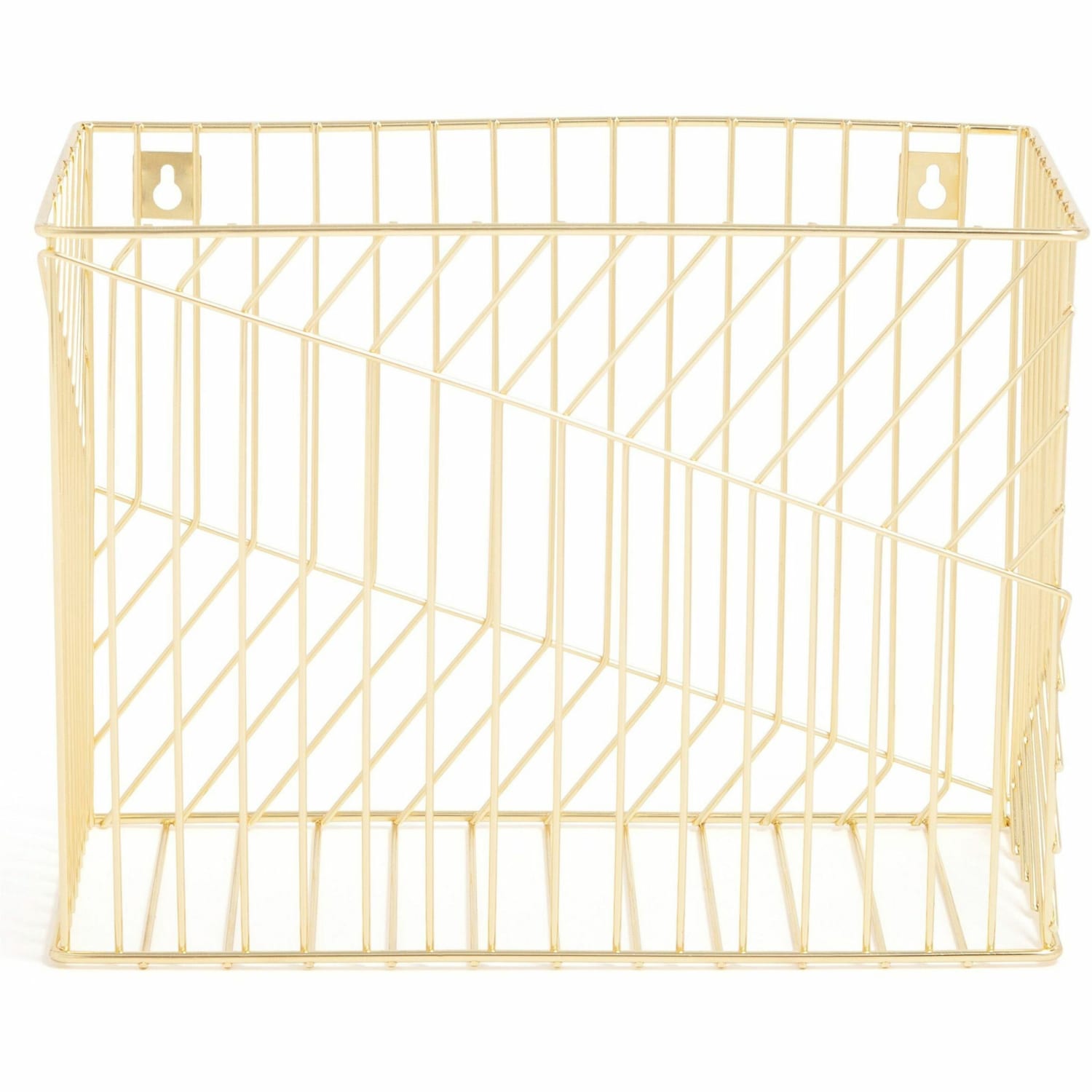U Brands Vena Hanging File Basket - 6.8in Height x 9.5in Width12.4in Length - Desktop - Gold - Metal - 1 Each - Image 3