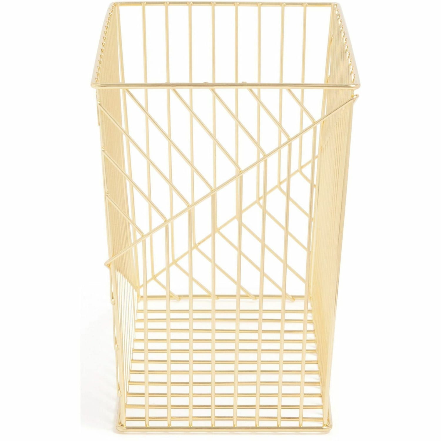 U Brands Vena Hanging File Basket - 6.8in Height x 9.5in Width12.4in Length - Desktop - Gold - Metal - 1 Each - Image 4
