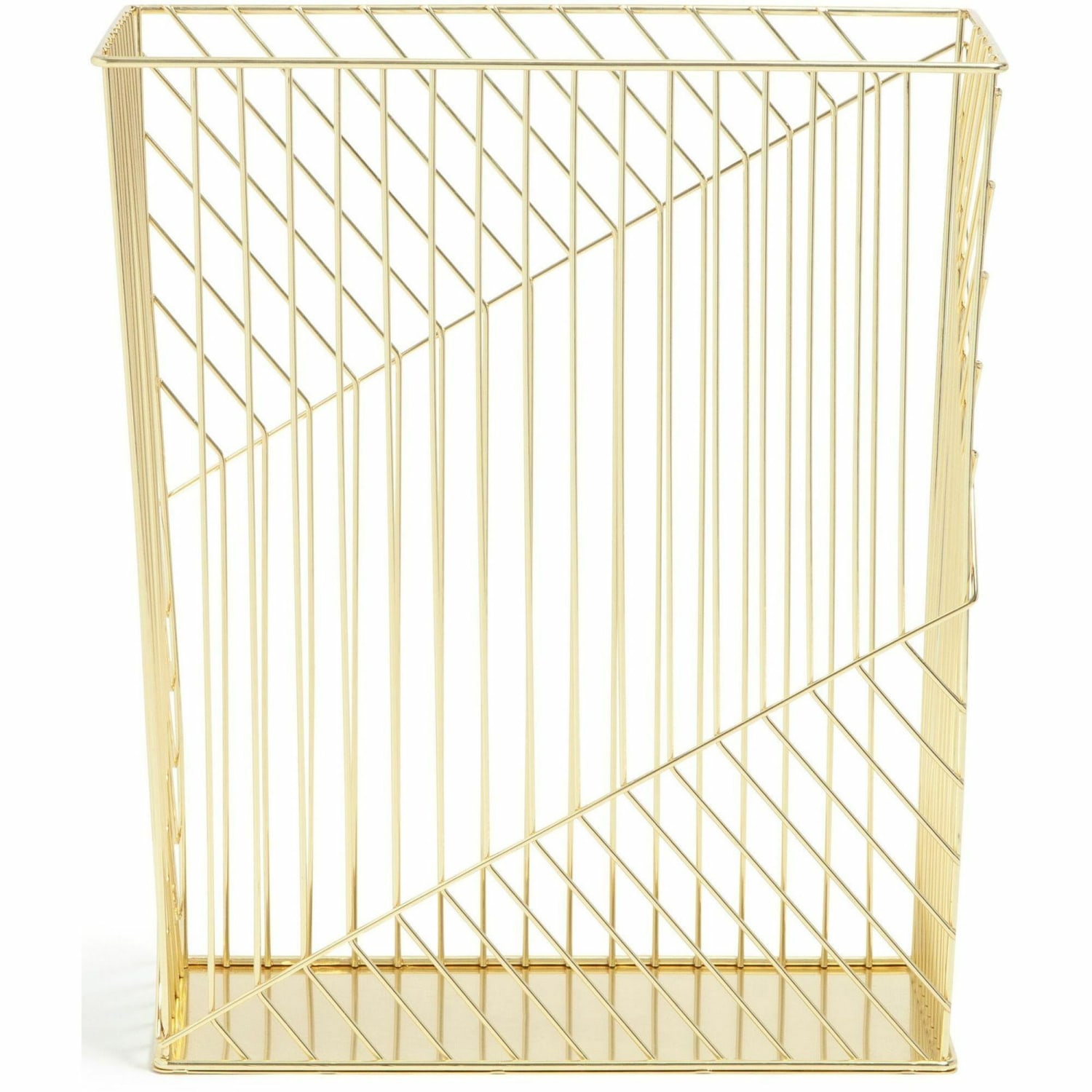 U Brands Metal Wastebasket, Vena Collection, 6 Gallon Capacity, Gold (3232U02-06) - Sturdy, Lightweight - 6.1in Height x 12.2in Width - Metal - Gold - Image 3