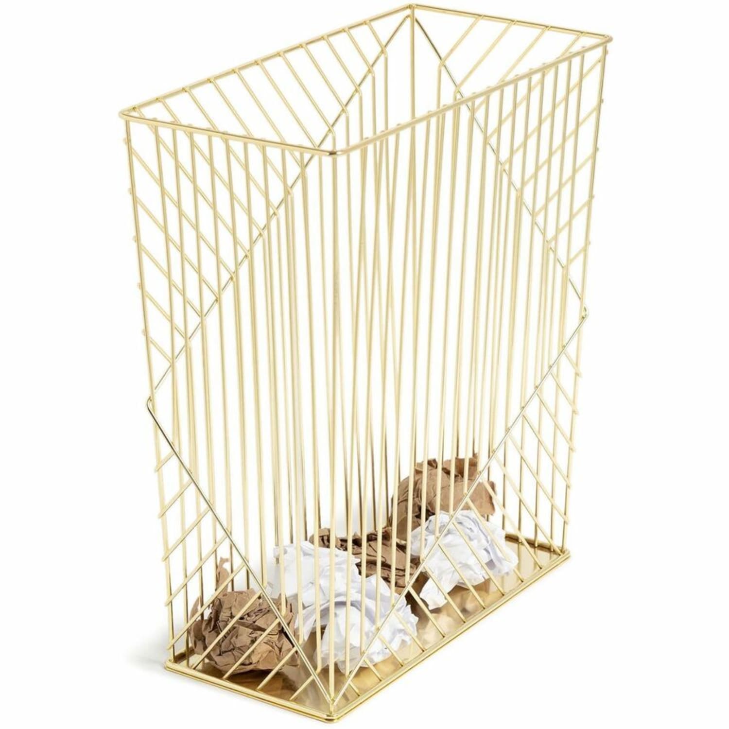 U Brands Metal Wastebasket, Vena Collection, 6 Gallon Capacity, Gold (3232U02-06) - Sturdy, Lightweight - 6.1in Height x 12.2in Width - Metal - Gold - Image 4