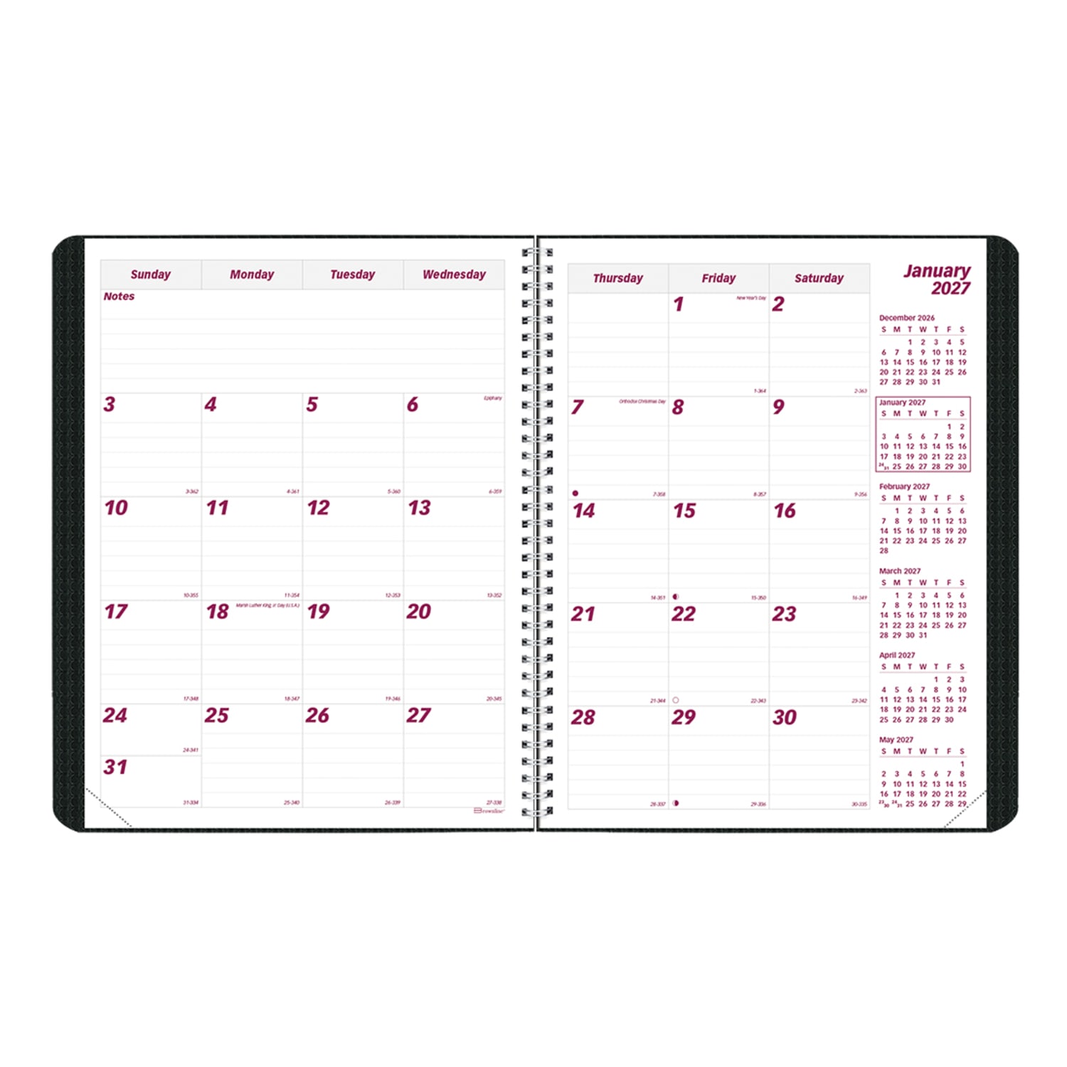 2026-2028 Brownline 14-Month DuraFlex Monthly Planner, 11in x 8-1/2in, 100% Recycled, Black, December To January, CB1262V.BLK, Total Qty 1 - Image 4