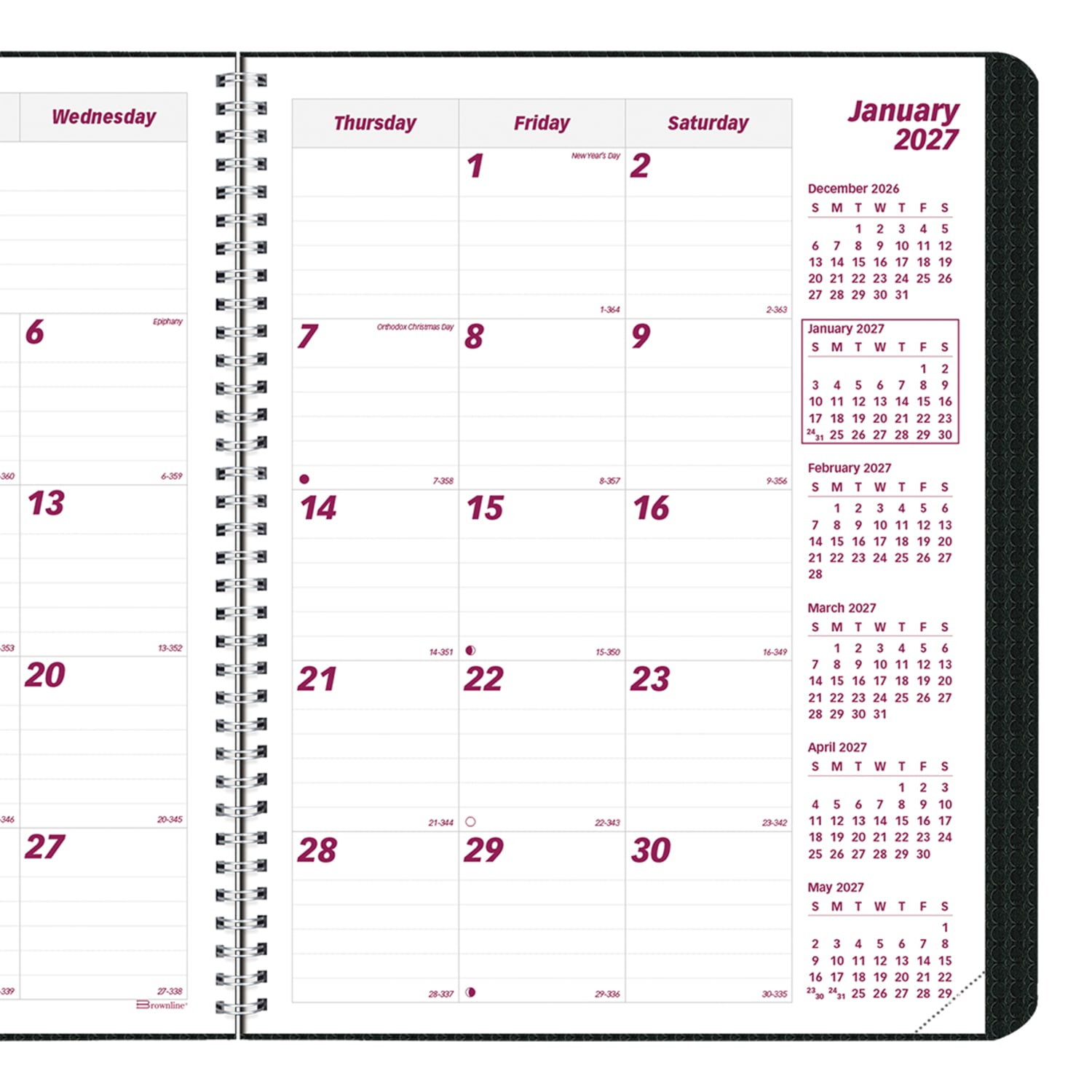 2026-2028 Brownline 14-Month DuraFlex Monthly Planner, 11in x 8-1/2in, 100% Recycled, Black, December To January, CB1262V.BLK, Total Qty 1 - Image 6