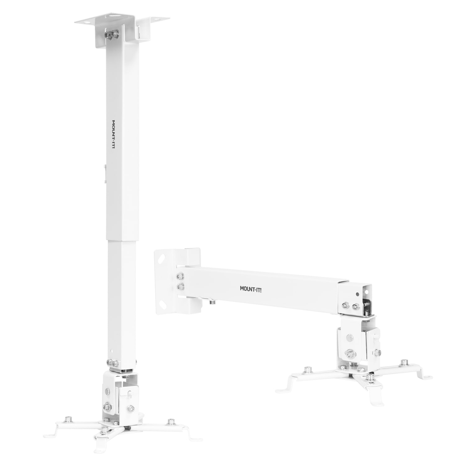 Mount-It! Full Motion Projector Wall and Ceiling Mount, 2-1/2inH x 4-1/2inW x 12-3/4inD, White