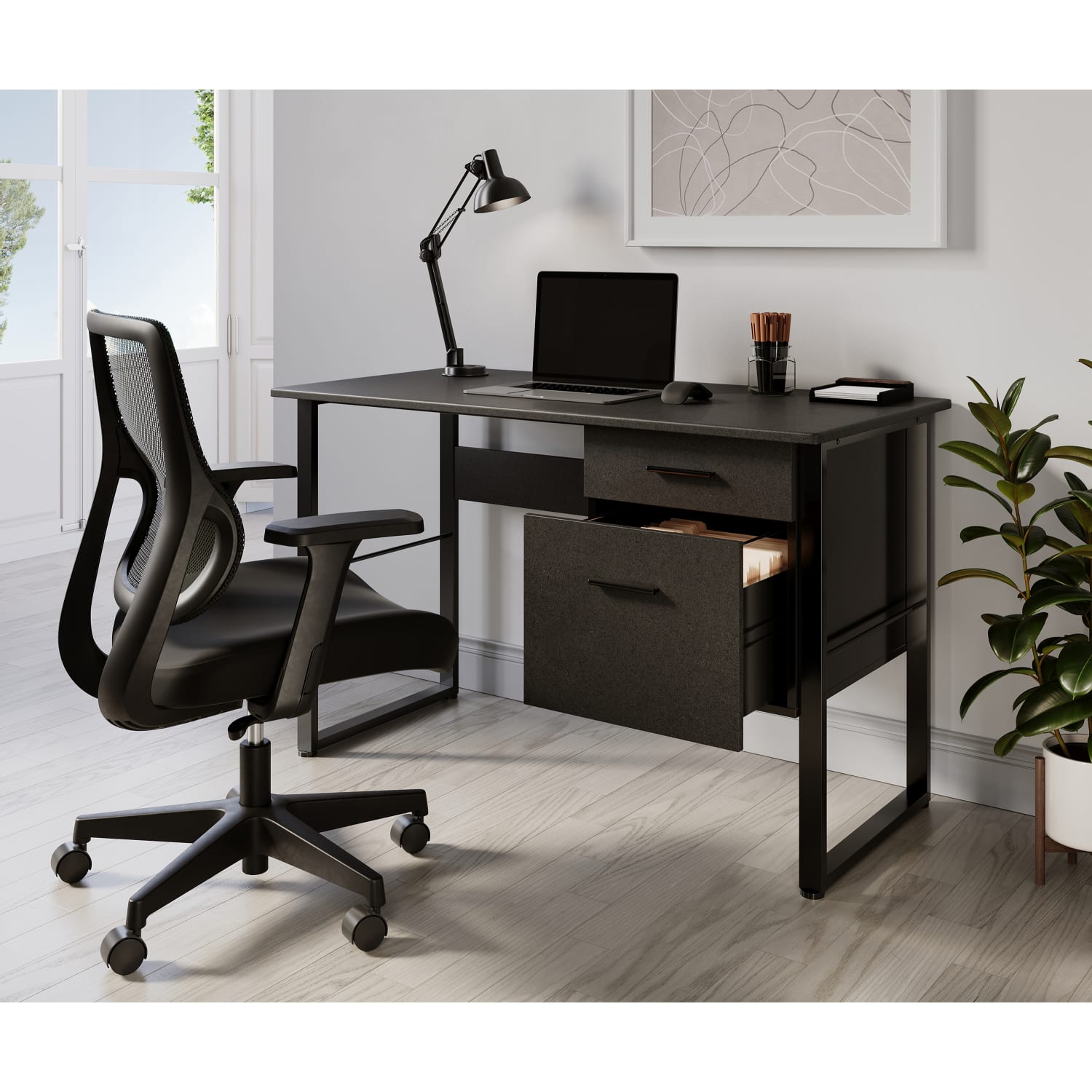 Realspace Sensi Mesh/Fabric Low-Back Task Office Chair, Black, BIFMA Compliant - Image 7