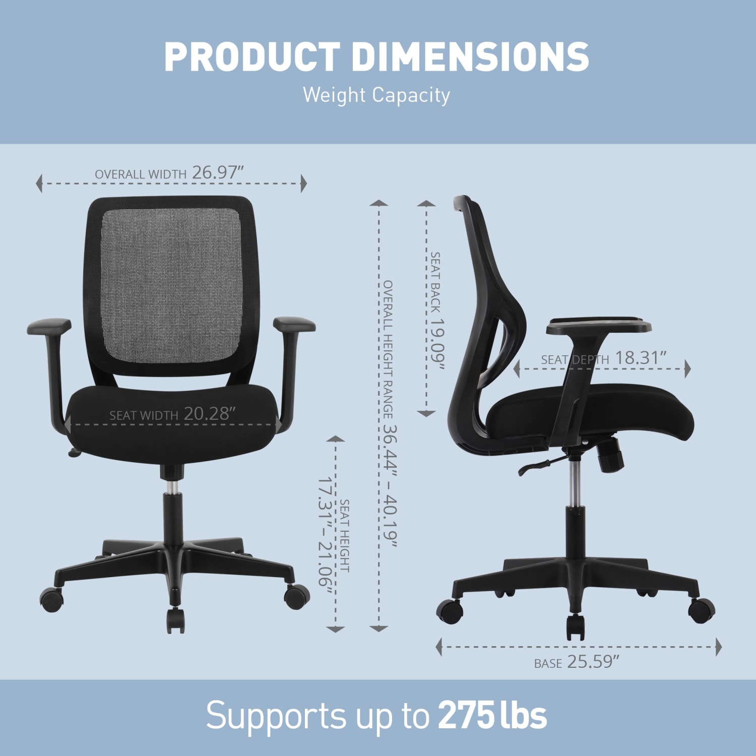 Realspace Sensi Mesh/Fabric Low-Back Task Office Chair, Black, BIFMA Compliant - Image 10