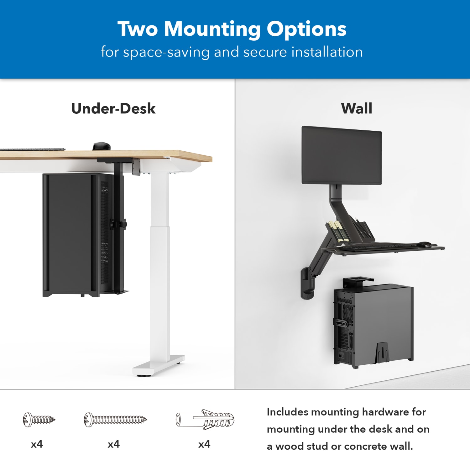 Mount-It! Rotating Heavy-Duty Under Desk/Wall CPU Mount, Matte Black - Image 6