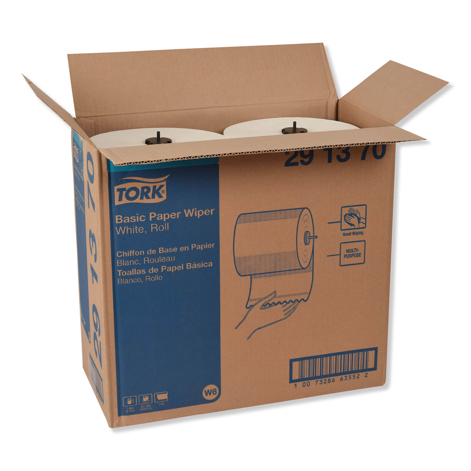 Tork Hardwound Roll Towel Basic Paper Wiper Roll Towel, 1-Ply, 7.68in x 1,150 ft, White, 4 Rolls/Carton - Image 4