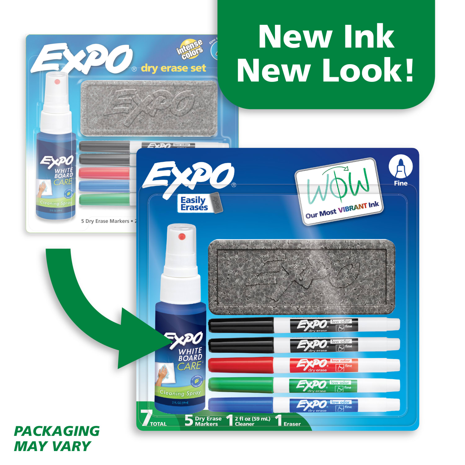 EXPO Low-Odor Dry-Erase Starter Kit, Fine-Point, 5 Markers, Black (2), Red, Blue, Green - Image 3