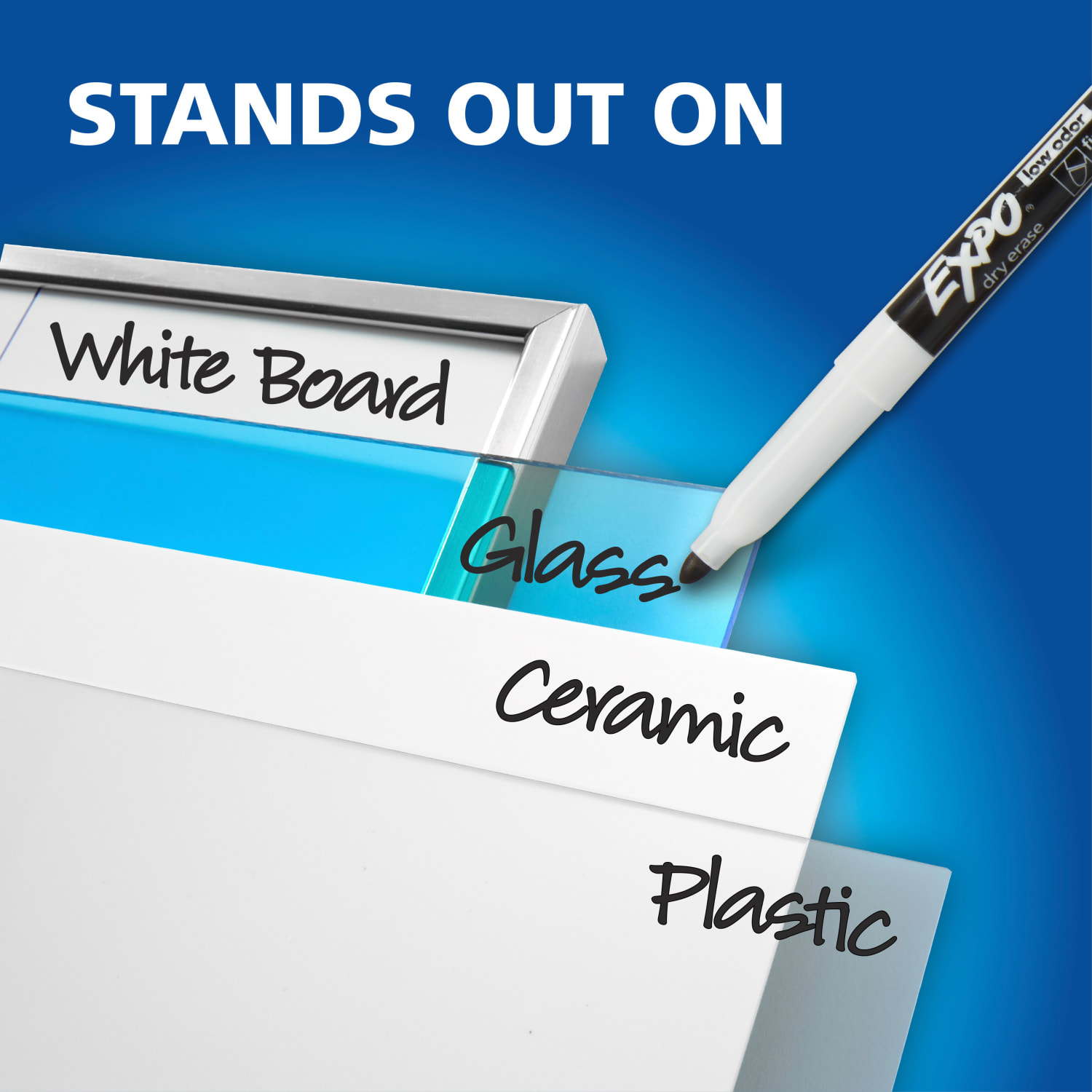 EXPO Low-Odor Dry-Erase Starter Kit, Fine-Point, 5 Markers, Black (2), Red, Blue, Green - Image 6
