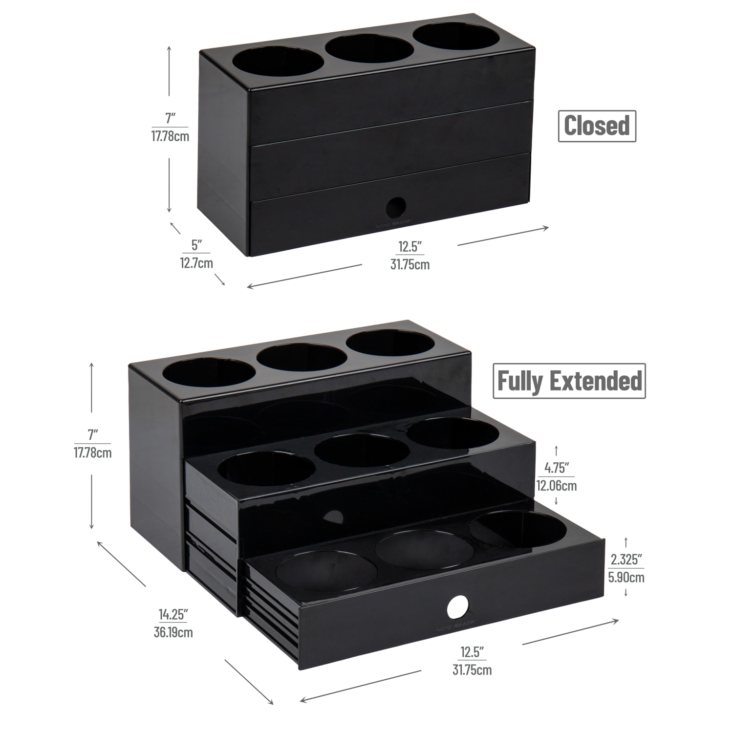 Mind Reader 9-Compartment Nested Syrup Bottle Holder, 7inH x 12-1/2inW x 14-1/4inD, Black - Image 4