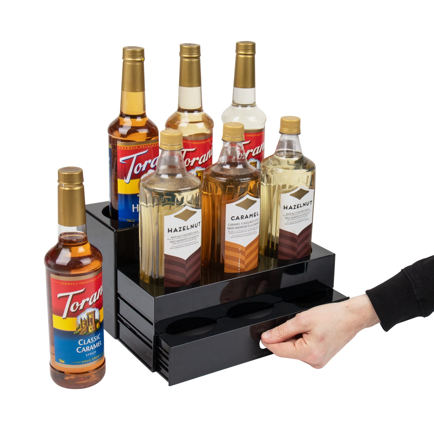 Mind Reader 9-Compartment Nested Syrup Bottle Holder, 7inH x 12-1/2inW x 14-1/4inD, Black - Image 5