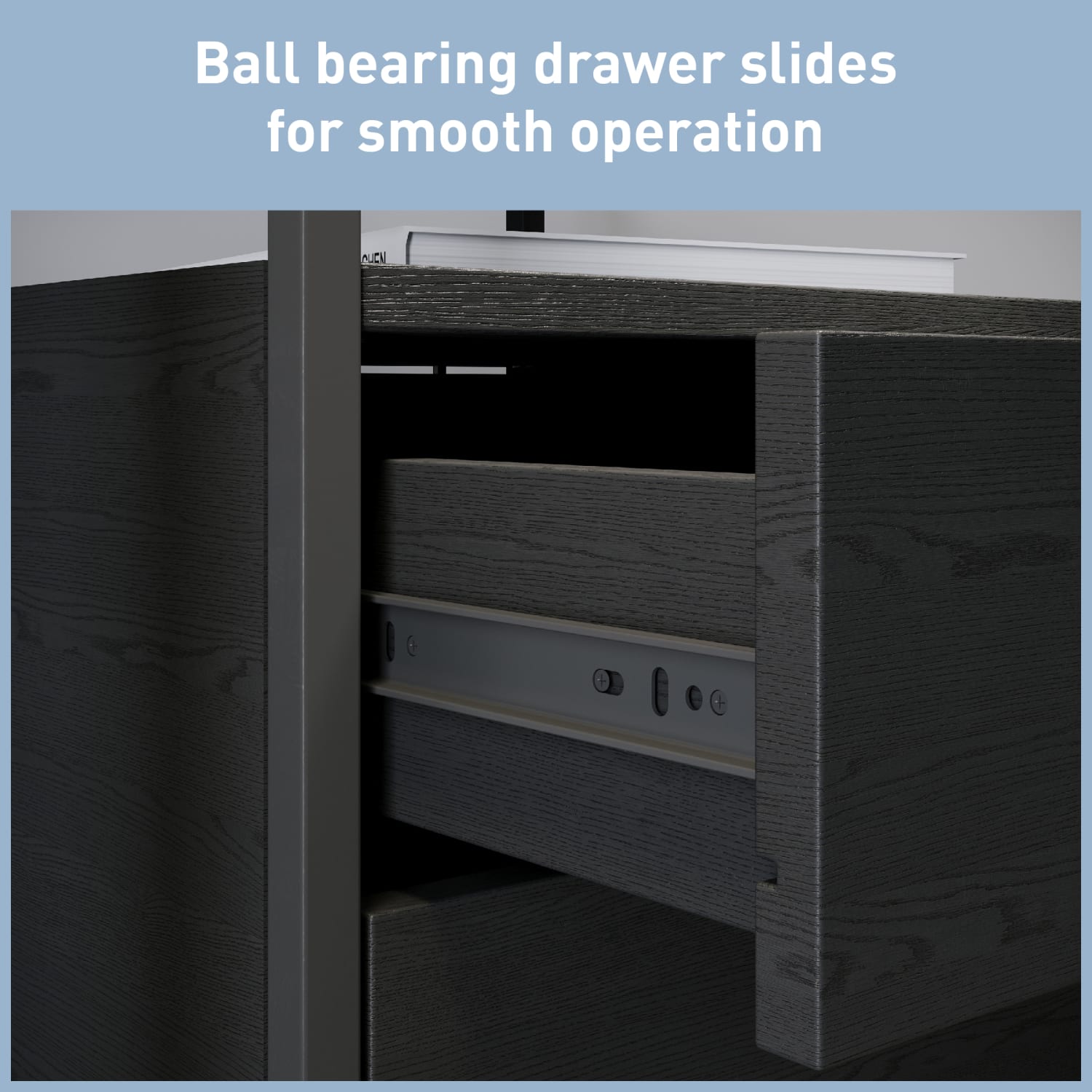 Realspace Rezio 16inD Mobile 2-Drawer Storage Cabinet, Black, BIFMA Compliant - Image 5