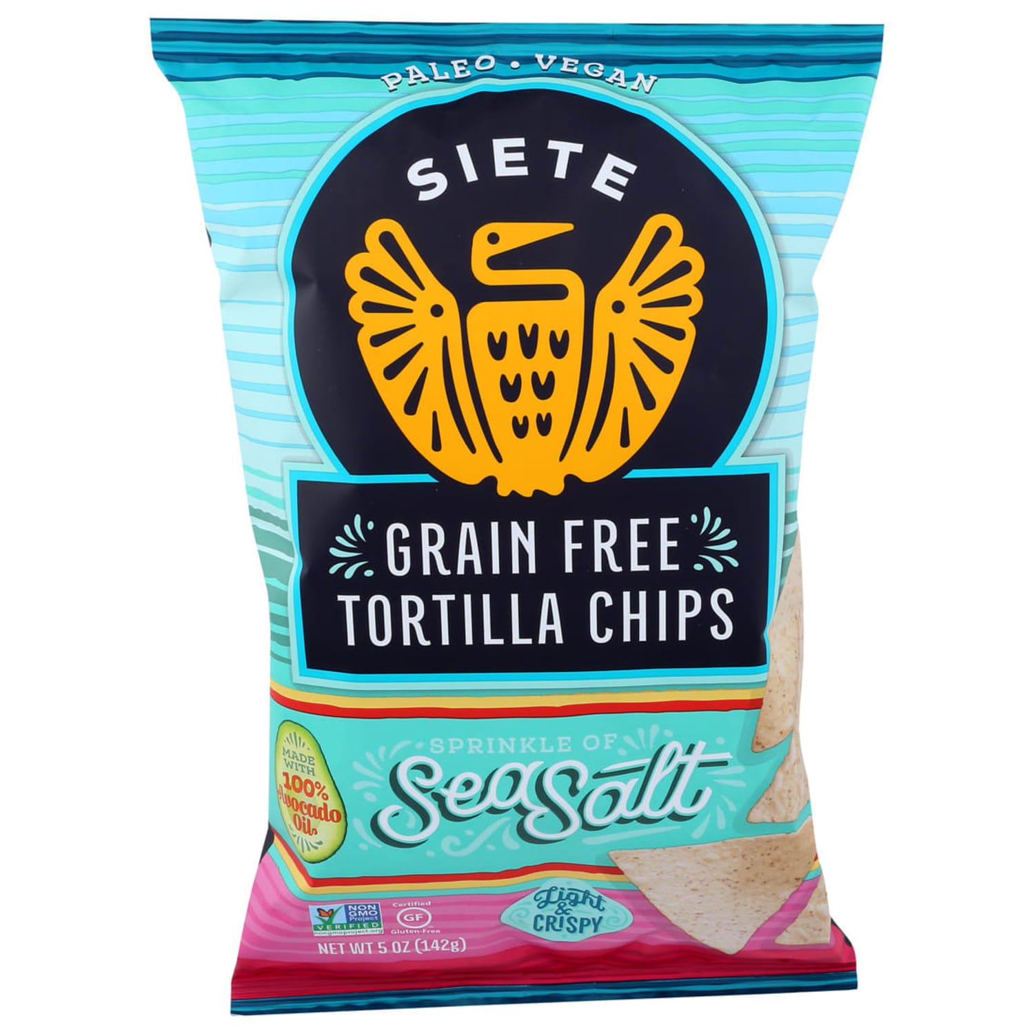 Siete Tortilla Chips, Sea Salt, 5 Oz, Total Qty 12