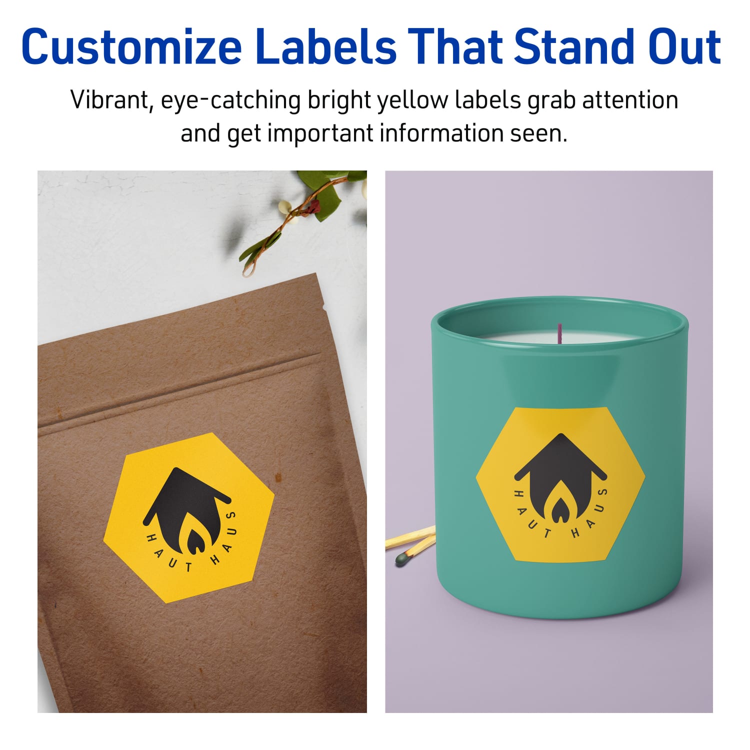Avery Print-To-The-Edge Labels With Sure Feed Technology, 94121-BYP40, Hexagon, 2-1/2in x 2-57/64in, Matte Bright Yellow, Pack of 240 - Image 4