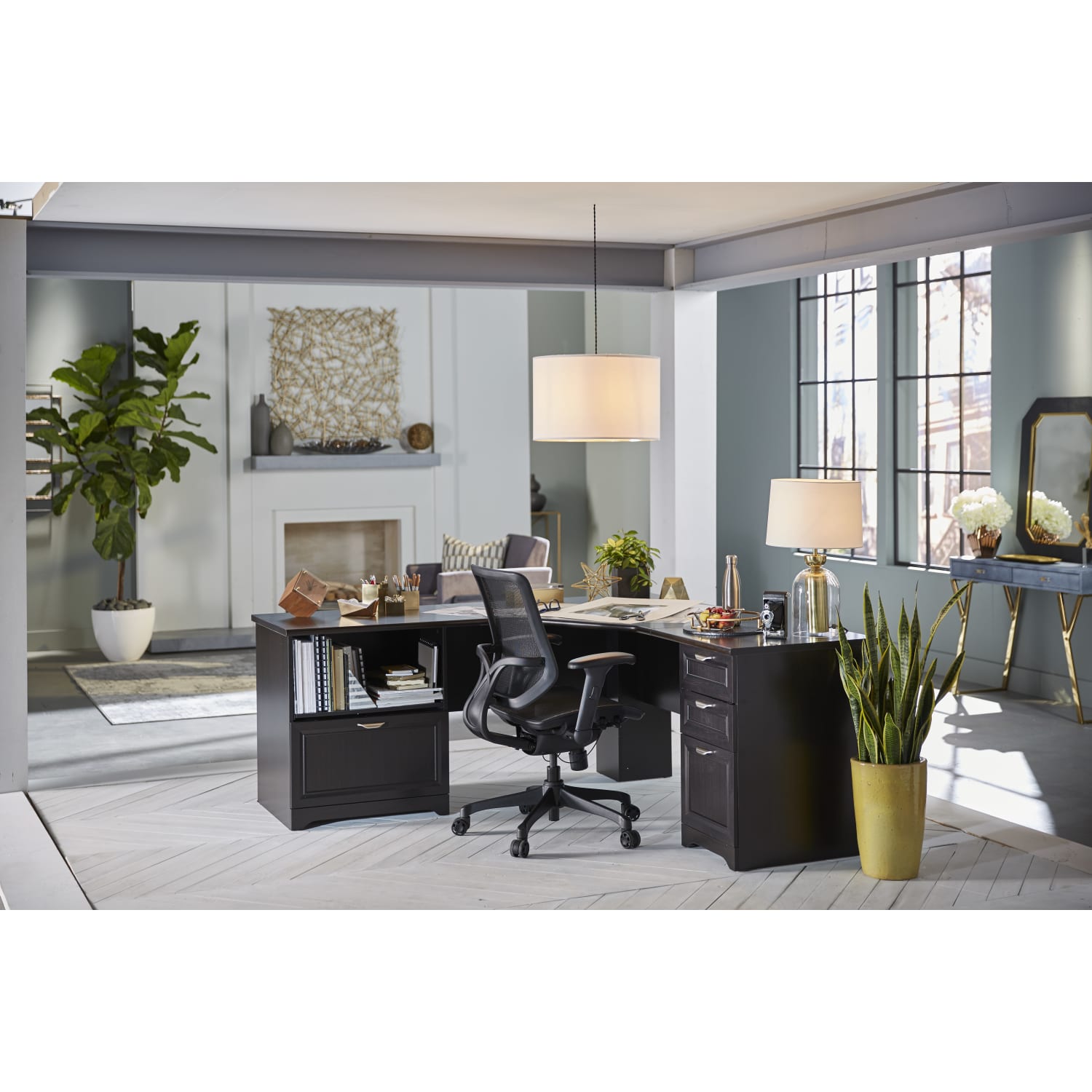 Realspace® Magellan Performance 71W L Shaped Corner Desk Espresso PopularChairscom