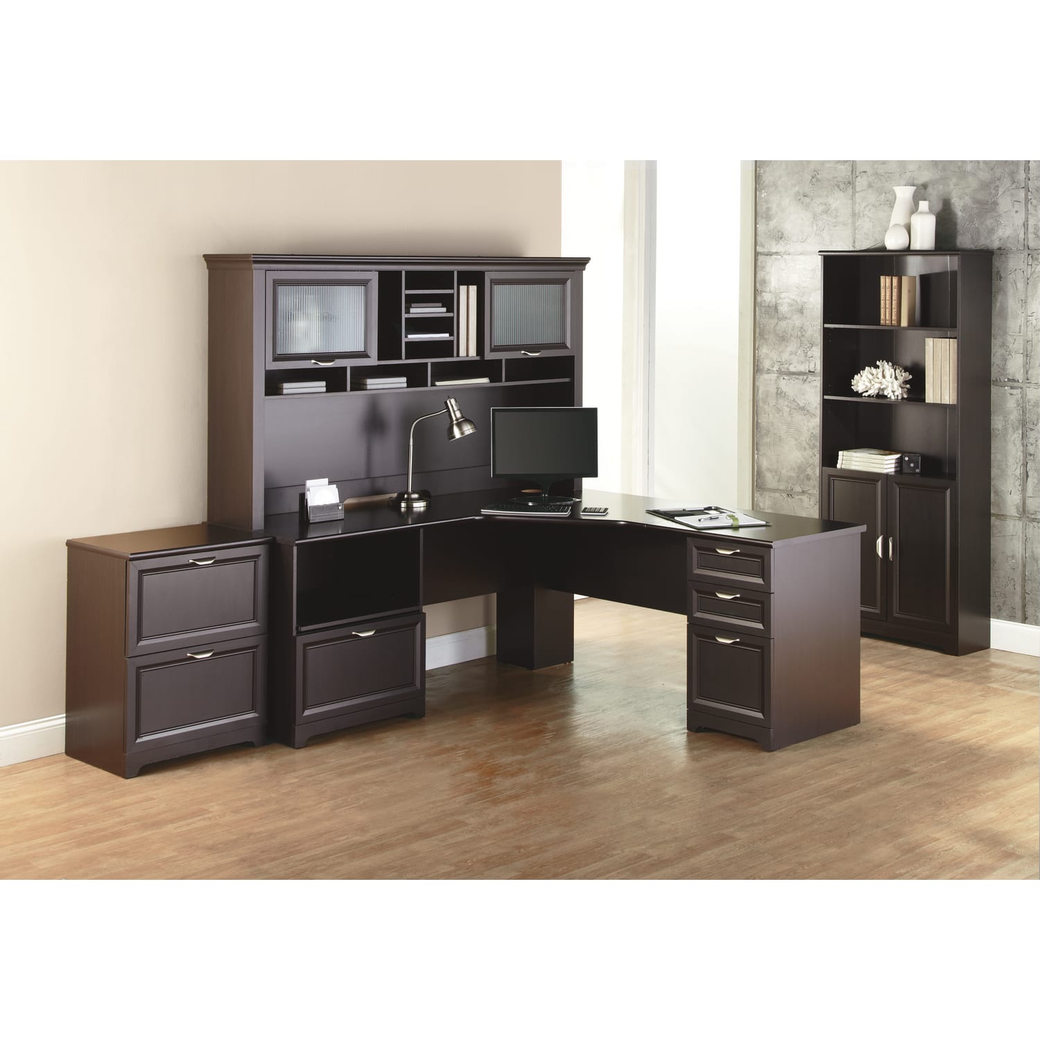 Realspace® Magellan Performance 71W L Shaped Corner Desk Espresso PopularChairscom
