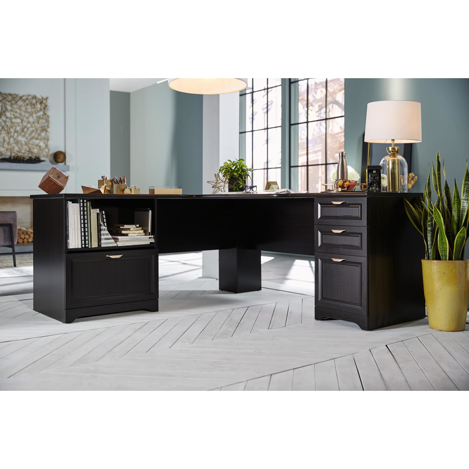 Realspace® Magellan Performance 71W L Shaped Corner Desk Espresso PopularChairscom