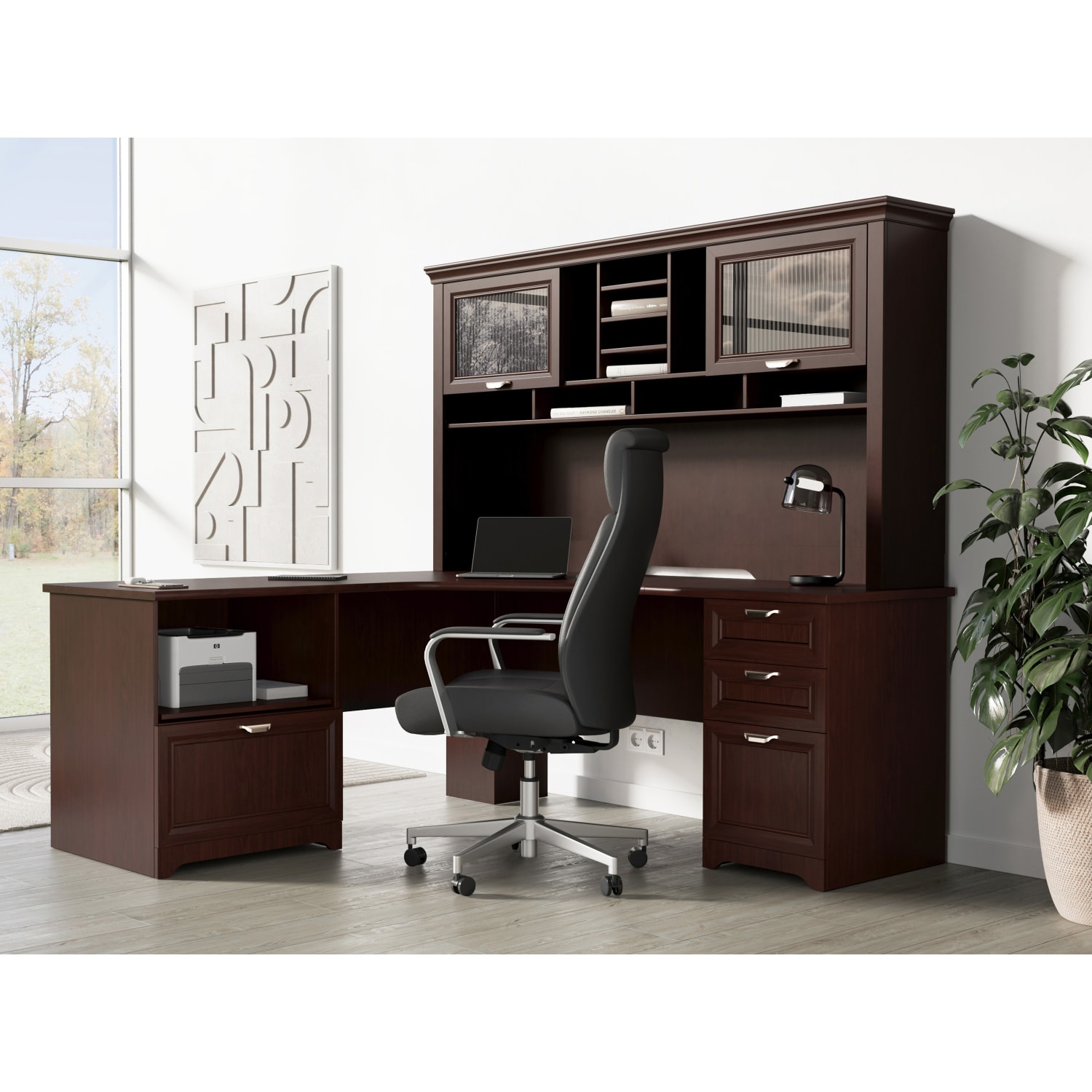Realspace Magellan Performance 71inW Hutch For L-Shaped Corner Desk, Cherry - Image 3