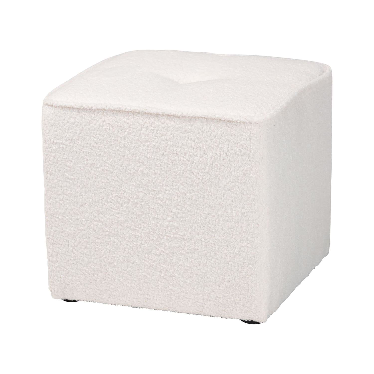 Baxton Studio Isaiah Modern Boucle Upholstered Ottoman 14 14inH x 15 34inW x 15 34inD Ivory PopularChairscom