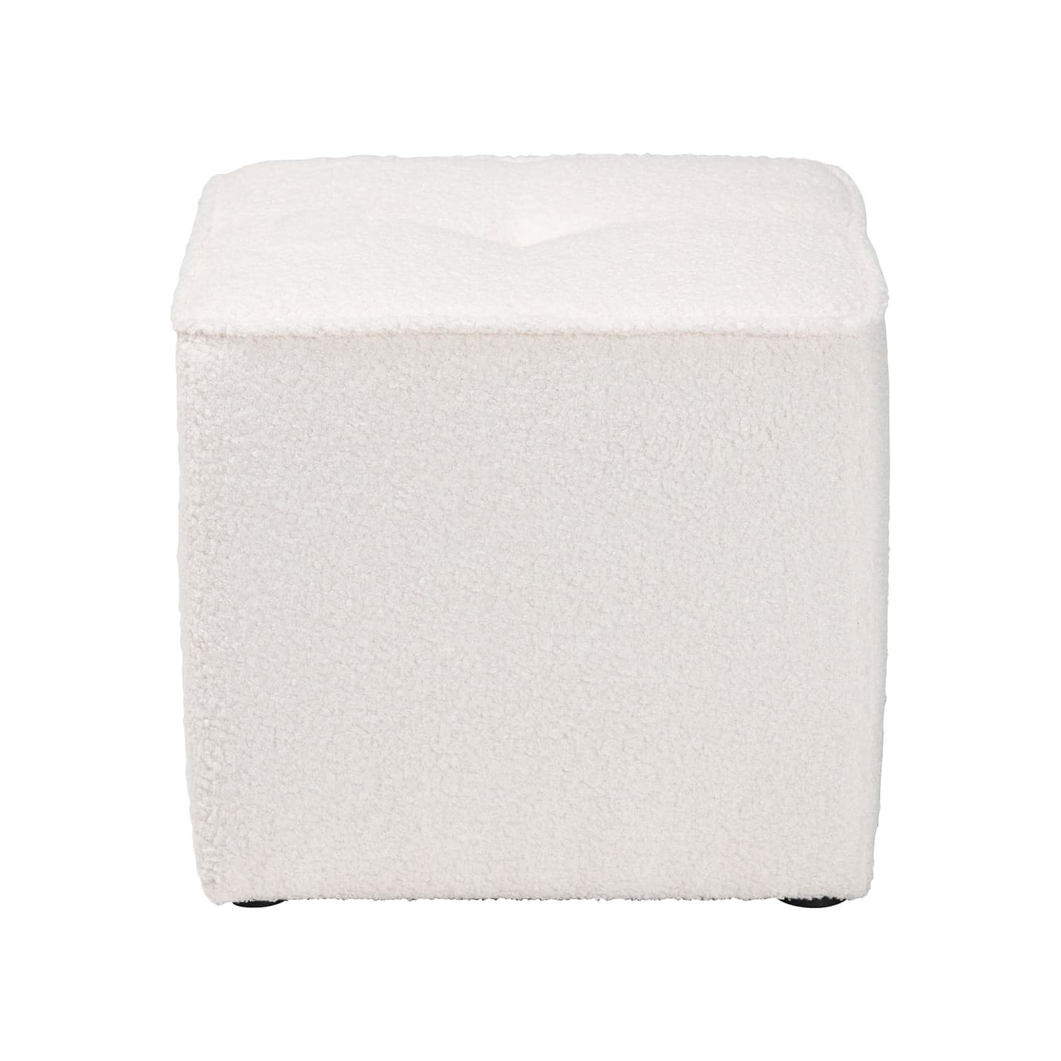 Baxton Studio Isaiah Modern Boucle Upholstered Ottoman 14 14inH x 15 34inW x 15 34inD Ivory PopularChairscom