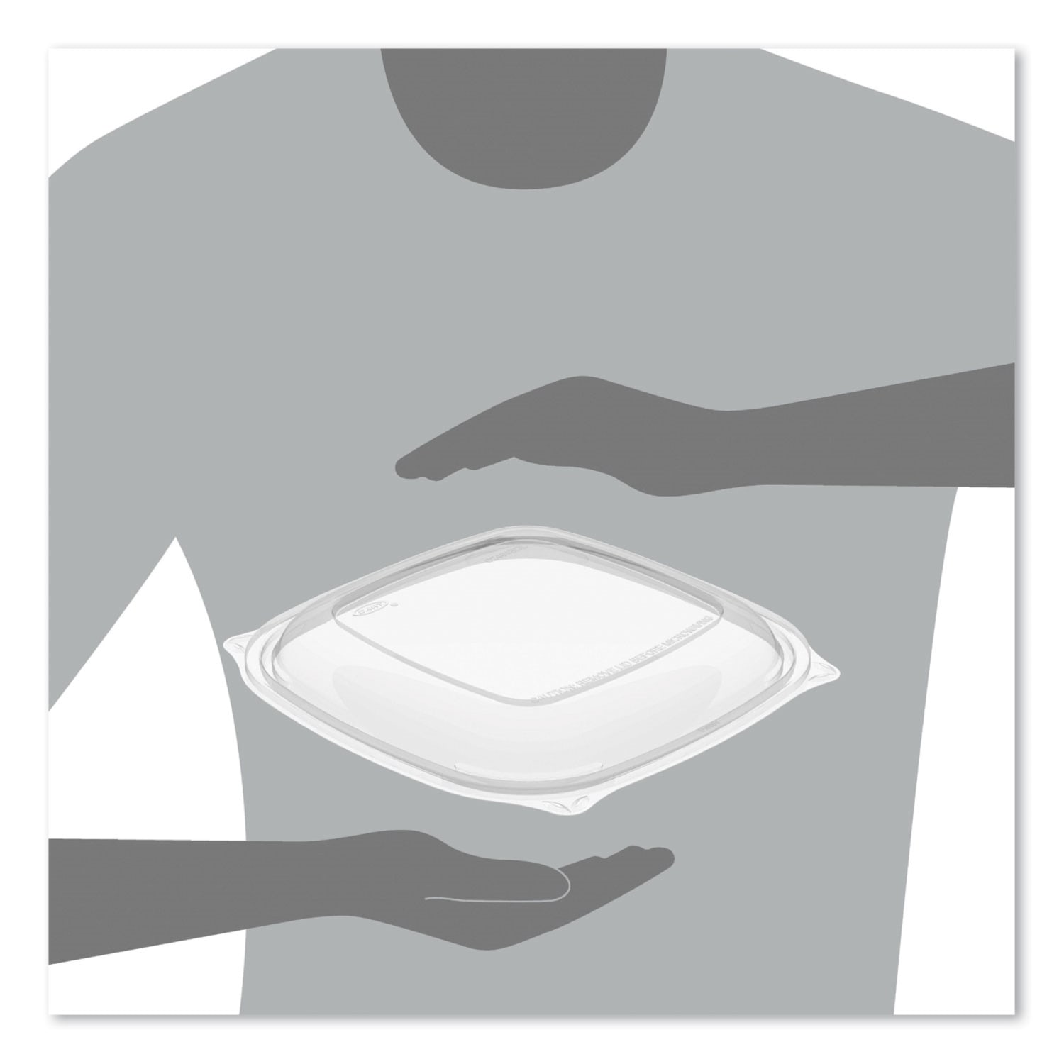 Dart PresentaBowls Pro Clear Square Bowl Lids, For 24-32 Oz Bowls, 1/2inH x 8-1/2inW x 8-1/2inD, 63 Lids Per Bag, Carton Of 4 Bags - Image 5