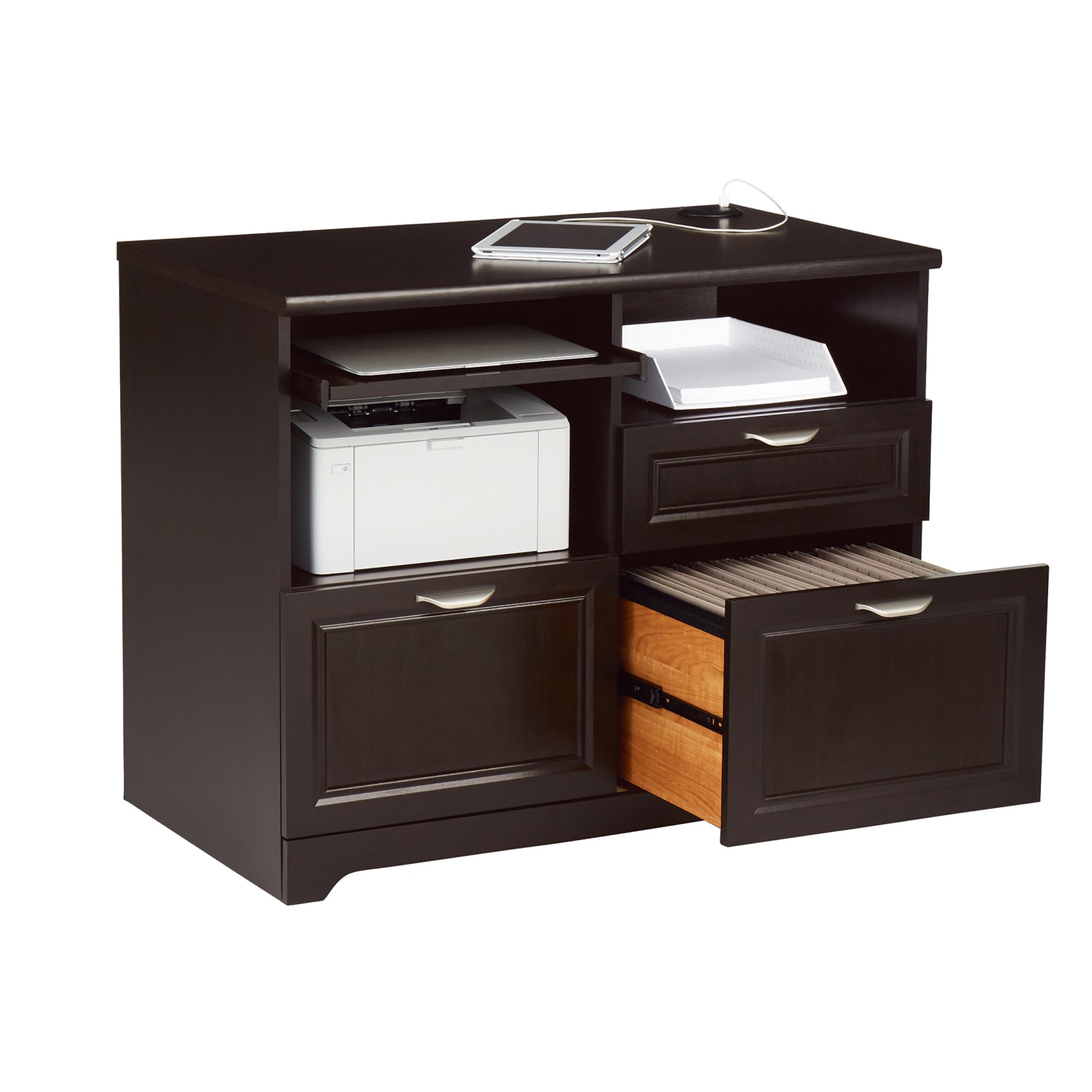 Realspace® Magellan 30"H x 36-5/16"W x 21-1/8"D Tech Station Printer Stand 2.0, Blonde Ash - Image 4