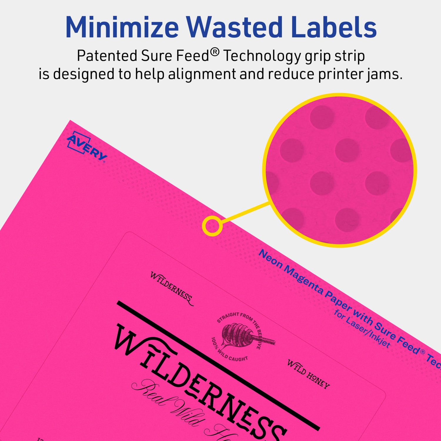 Avery Print-To-The-Edge Labels With Sure Feed Technology, 94253-NMP80, Rectangle, 4in x 5in, Matte Neon Magenta, Pack of 160 - Image 5
